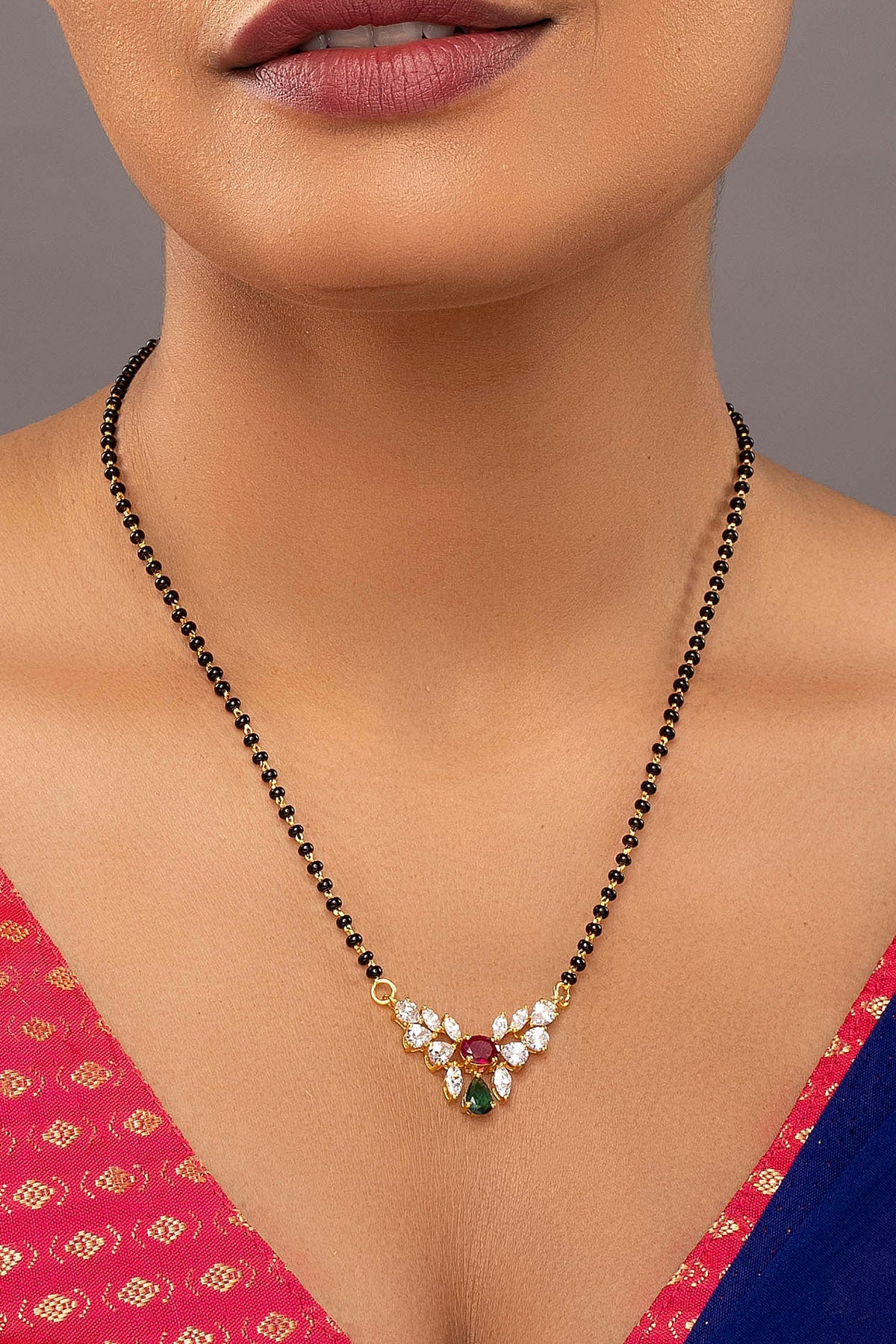 Buy Red & Green Stone Mangalsutra for women by Sica online available at scrollnshops