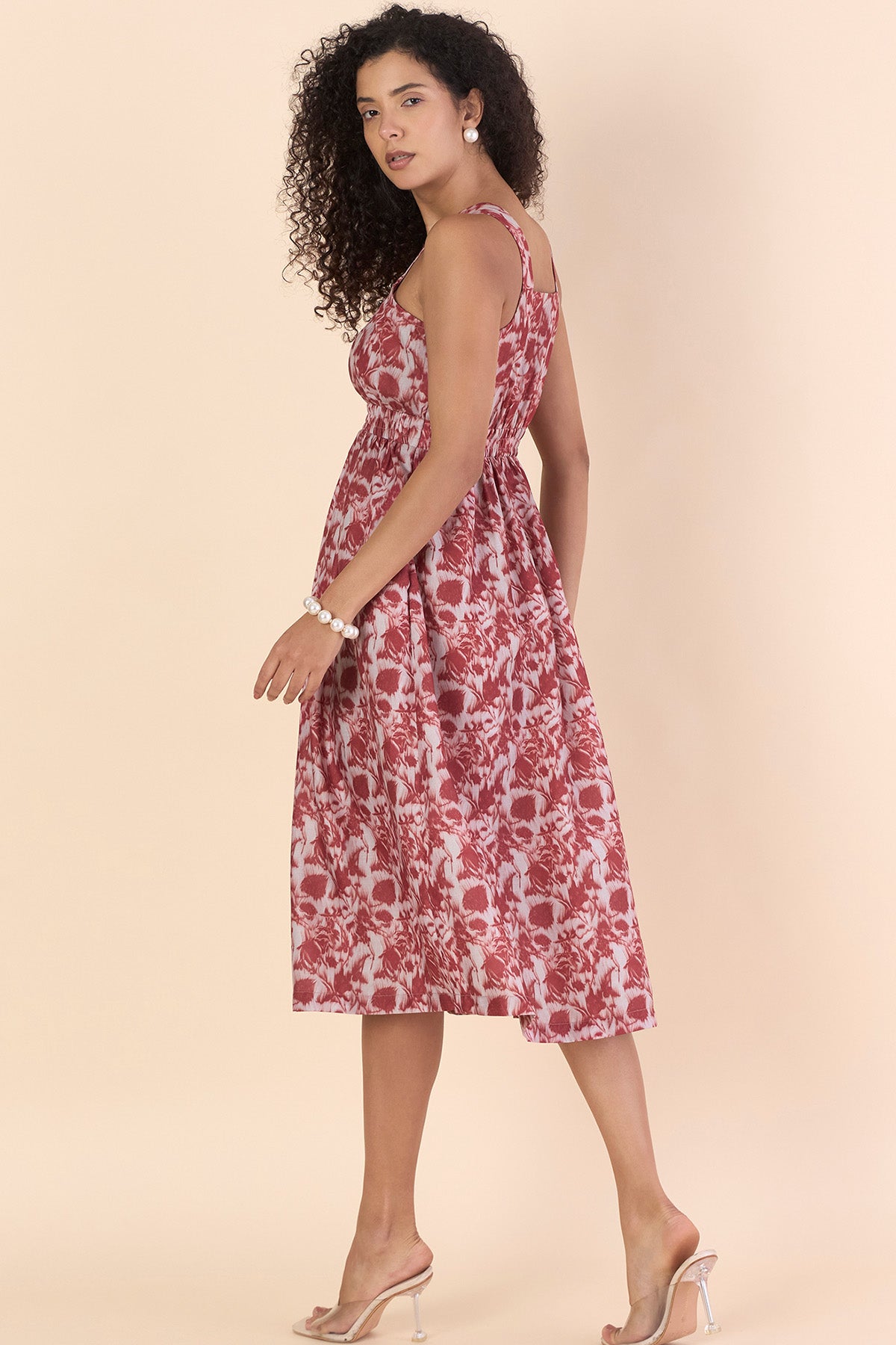 Red Halter Neck Flared Dress