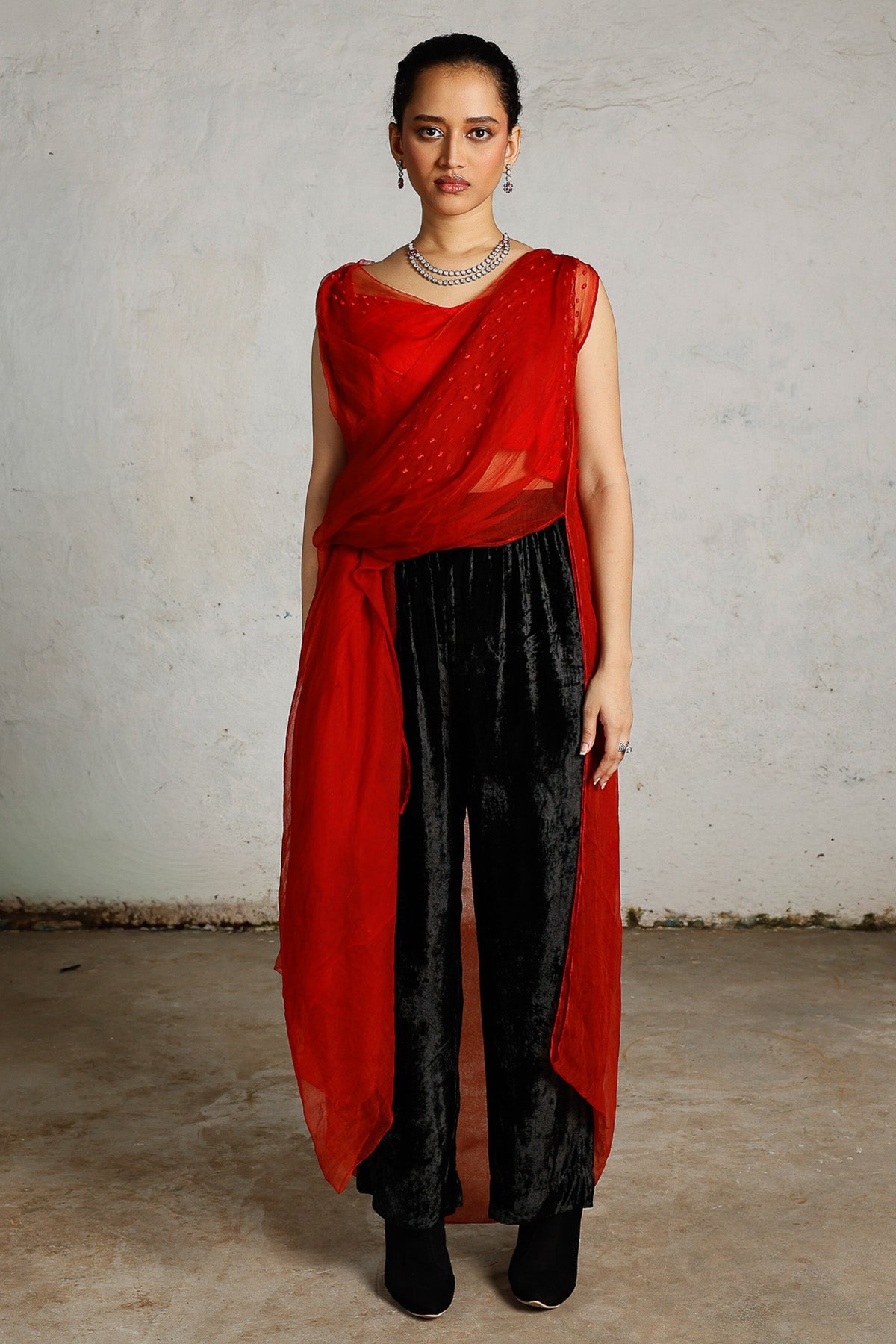 Buy Red Hand Aari Embroidered Top for women by Saksham Neharicka online available at scrollnshops