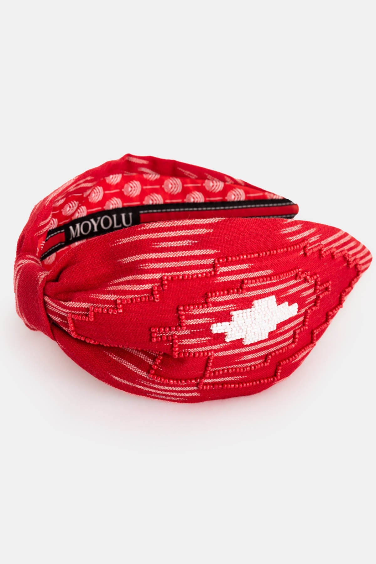 Moyolu Red Hand Embroidered Headband for accessories online at ScrollnShops