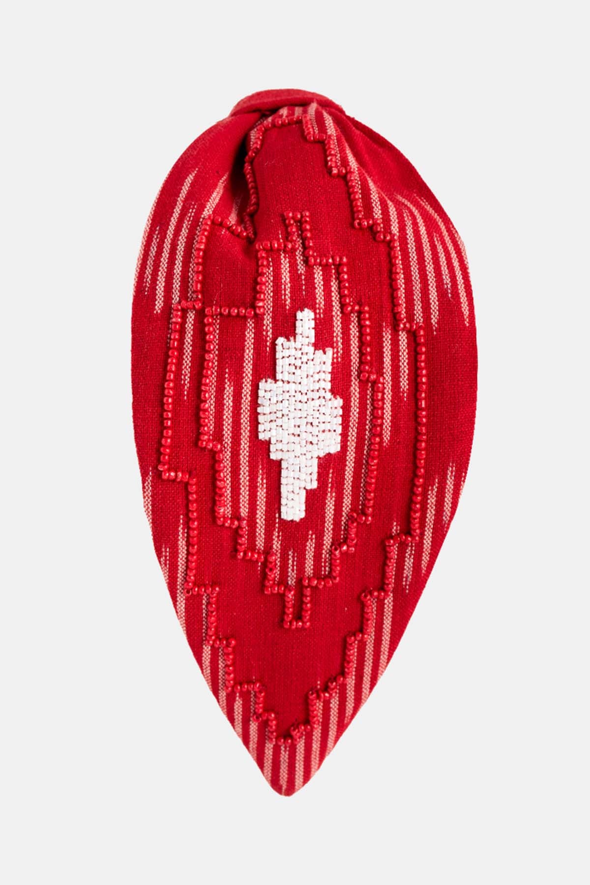 Red Hand Embroidered Headband