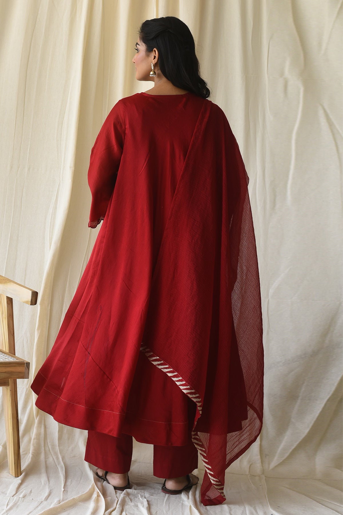 Red Hand Embroidered Kurta Set