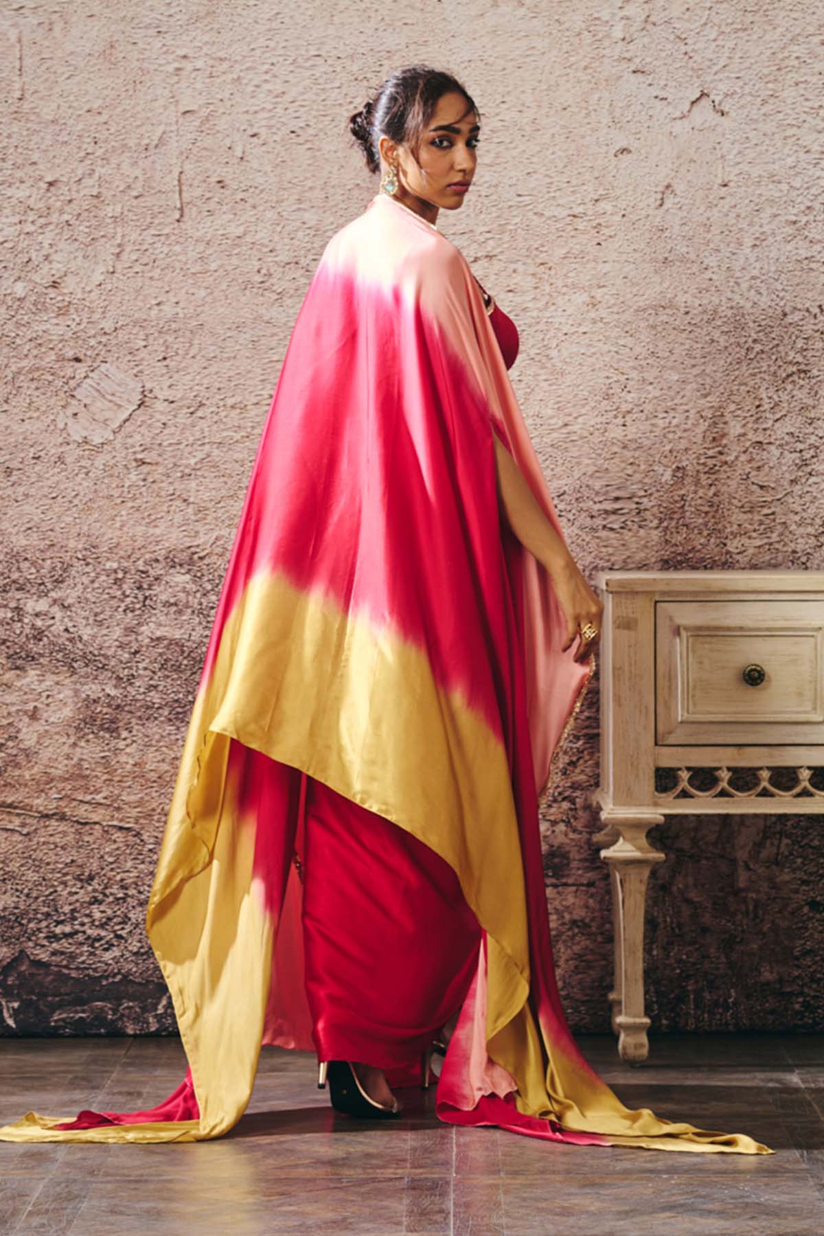 Red Hand Embroidered Skirt Set