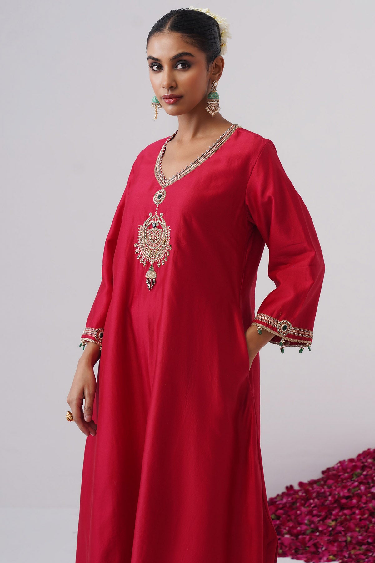 Red Hand Zardozi Kurta & Pants