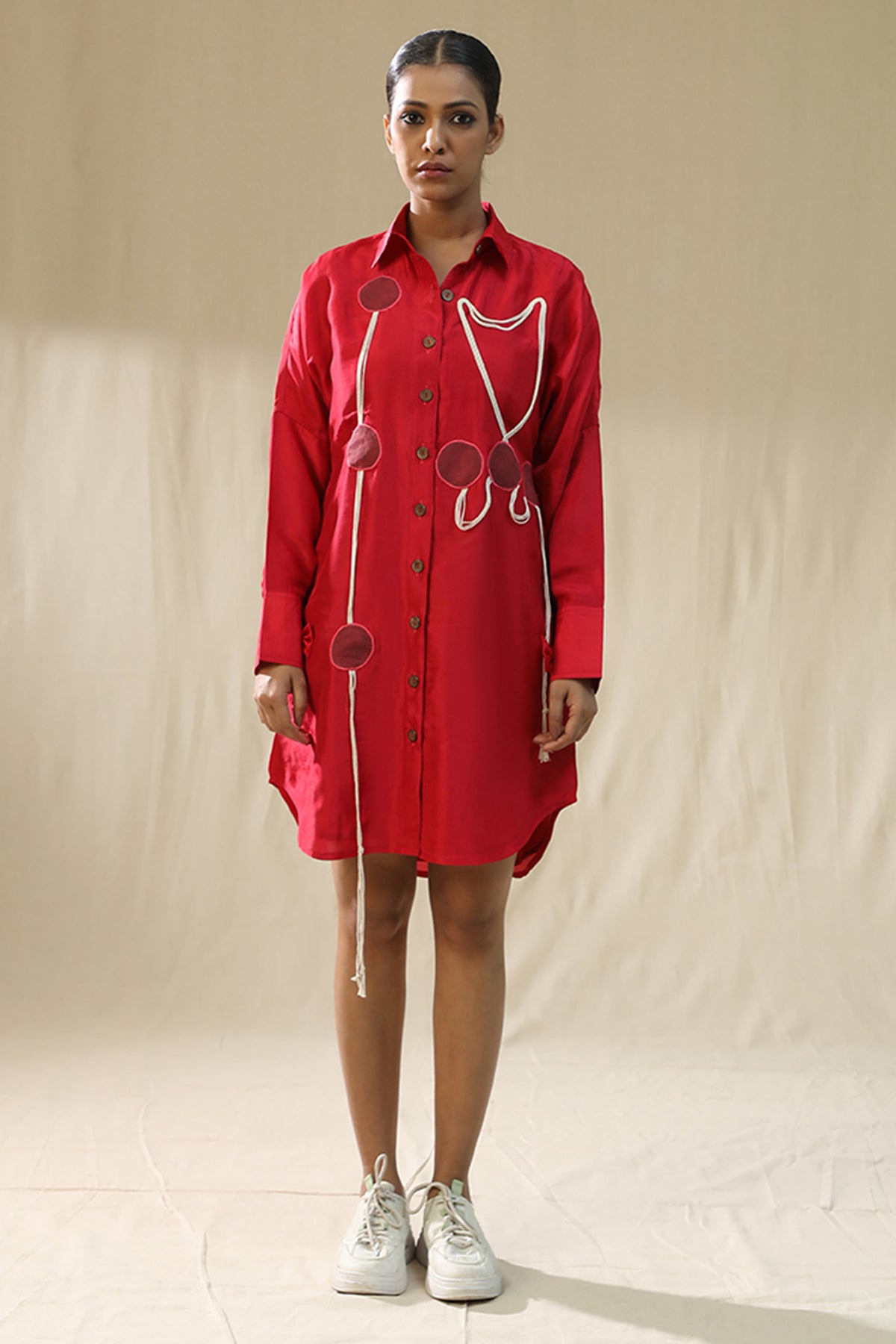 Red Handpainted Dori Work Dress