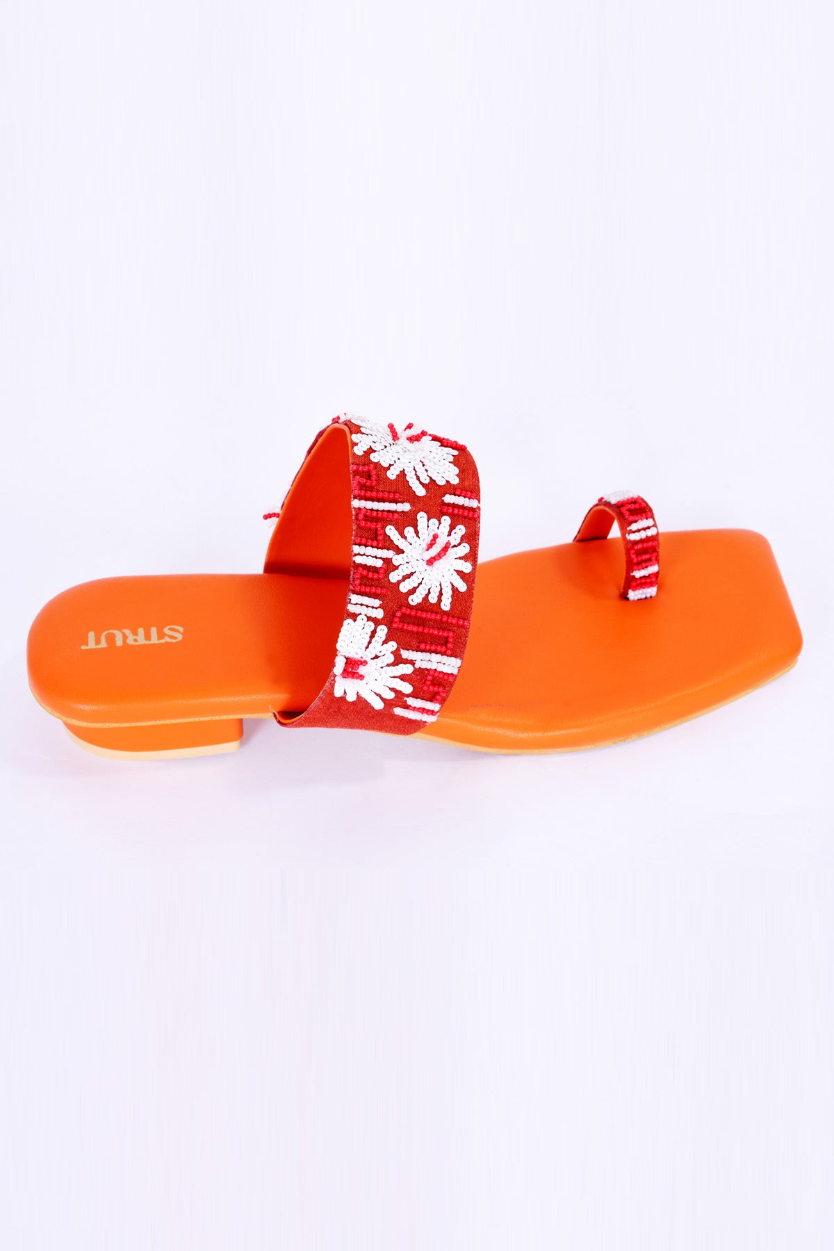 Red Handwork Kolhapuri Chappal