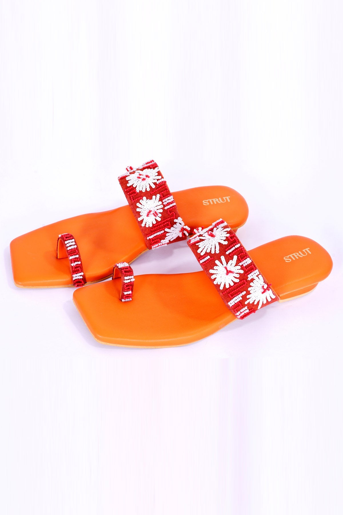 Strut Red Handwork Kolhapuri Chappal Accessories online at ScrollnShops