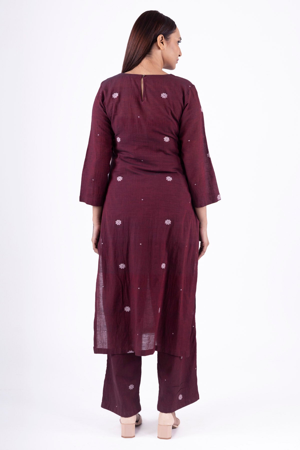 Red Handwoven Kurta & Pants