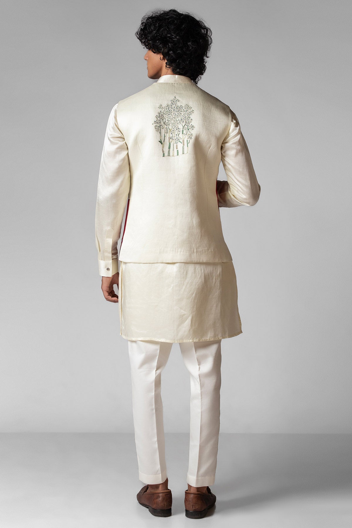 Red Ivory Colourblock Kurta Set