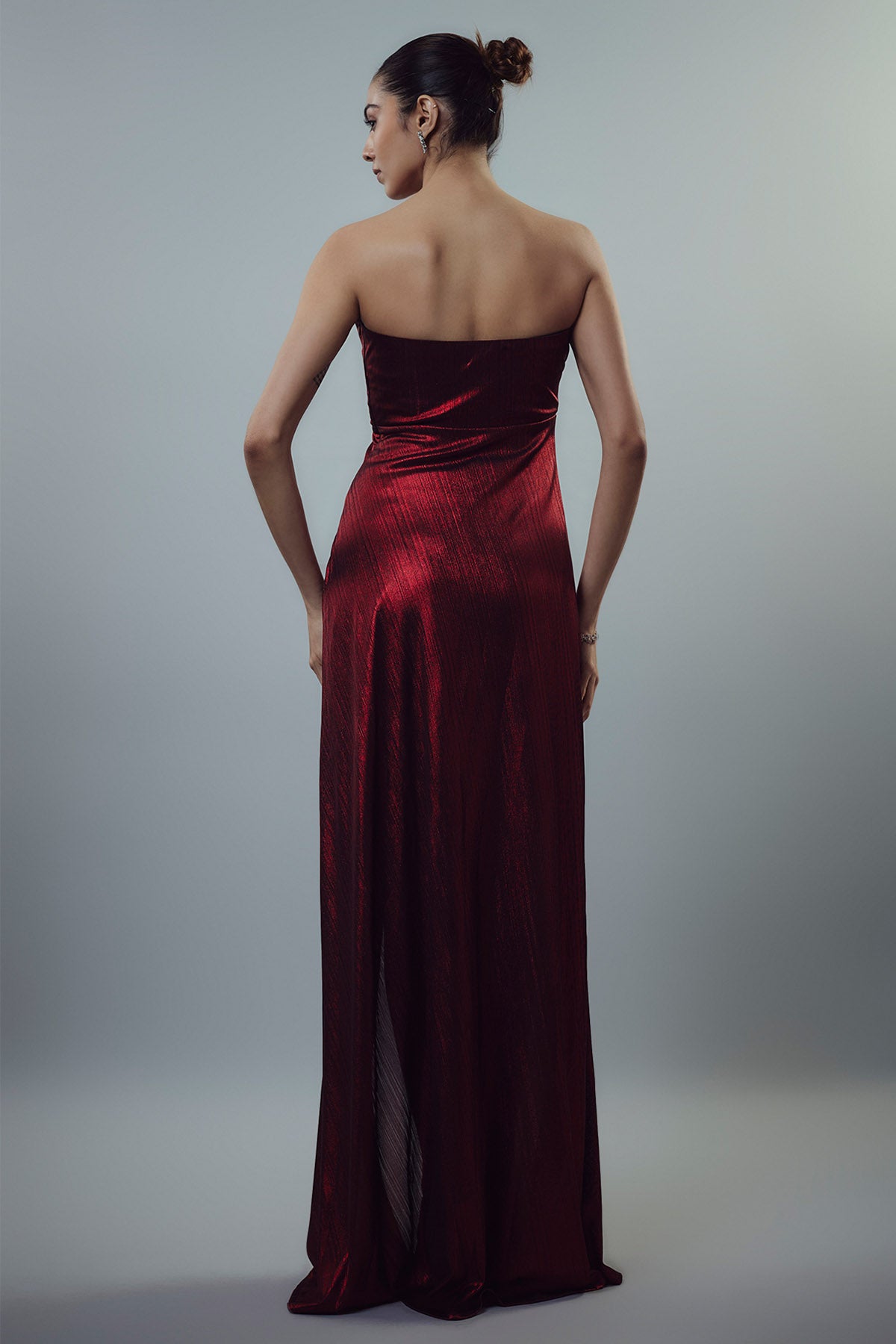 Red Jersey Off Shoulder Gown