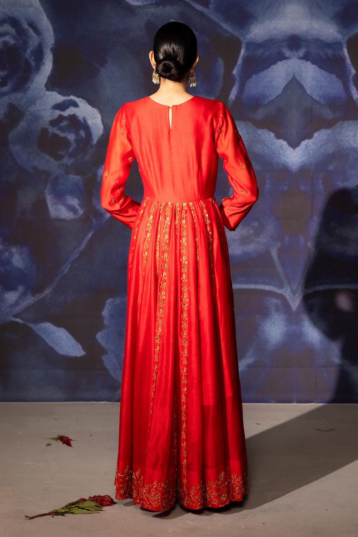 Red Kali Embroidered Anarkali