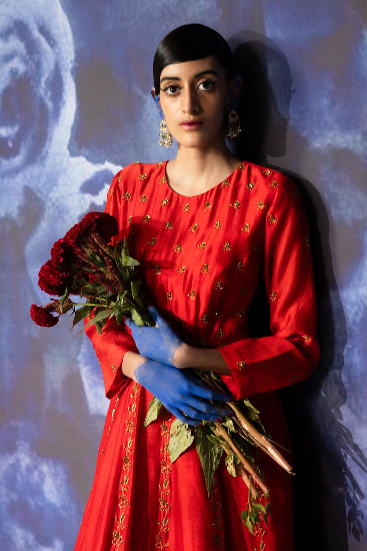 Red Kali Embroidered Anarkali