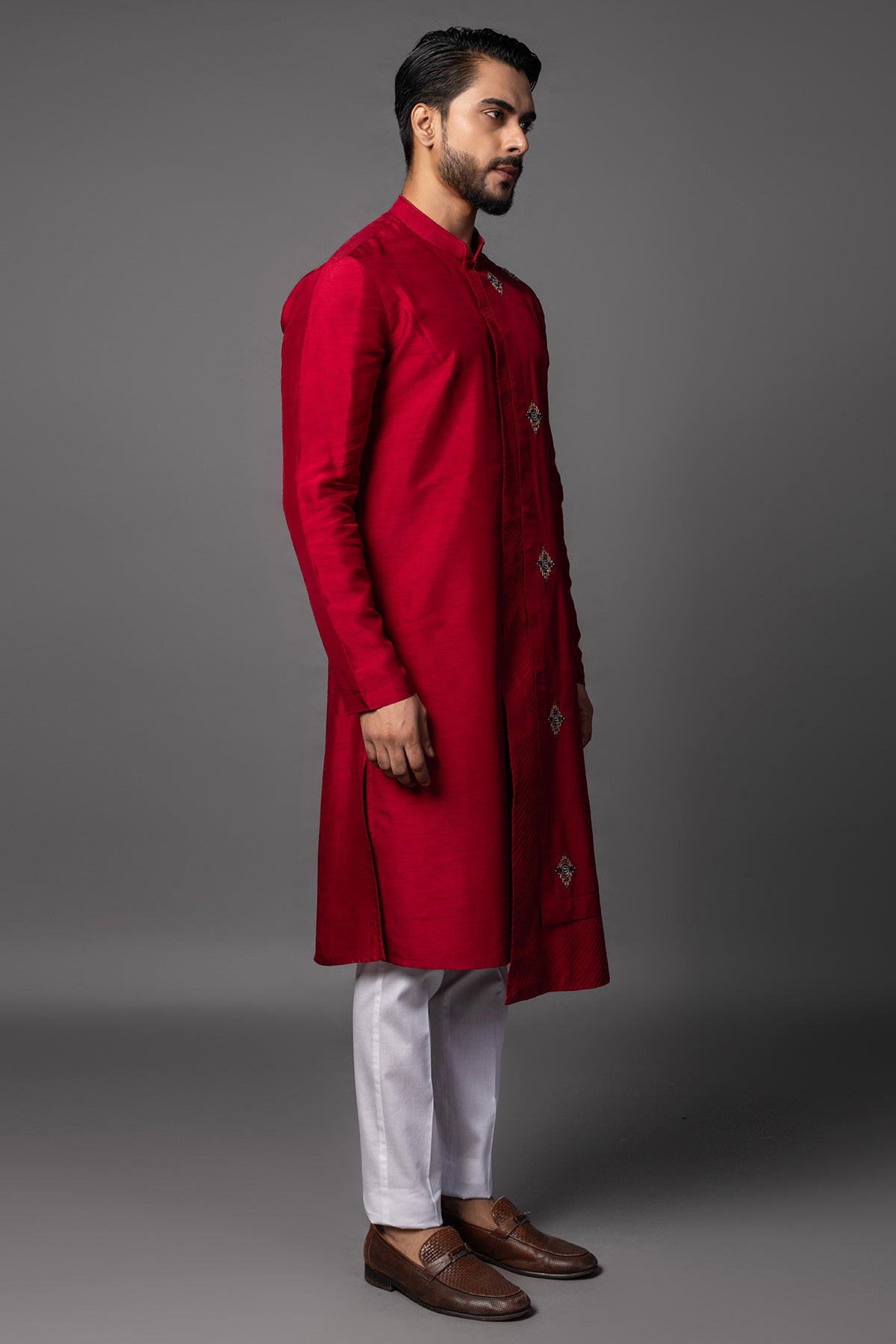 Red Kasuti Embroidery Kurta Set