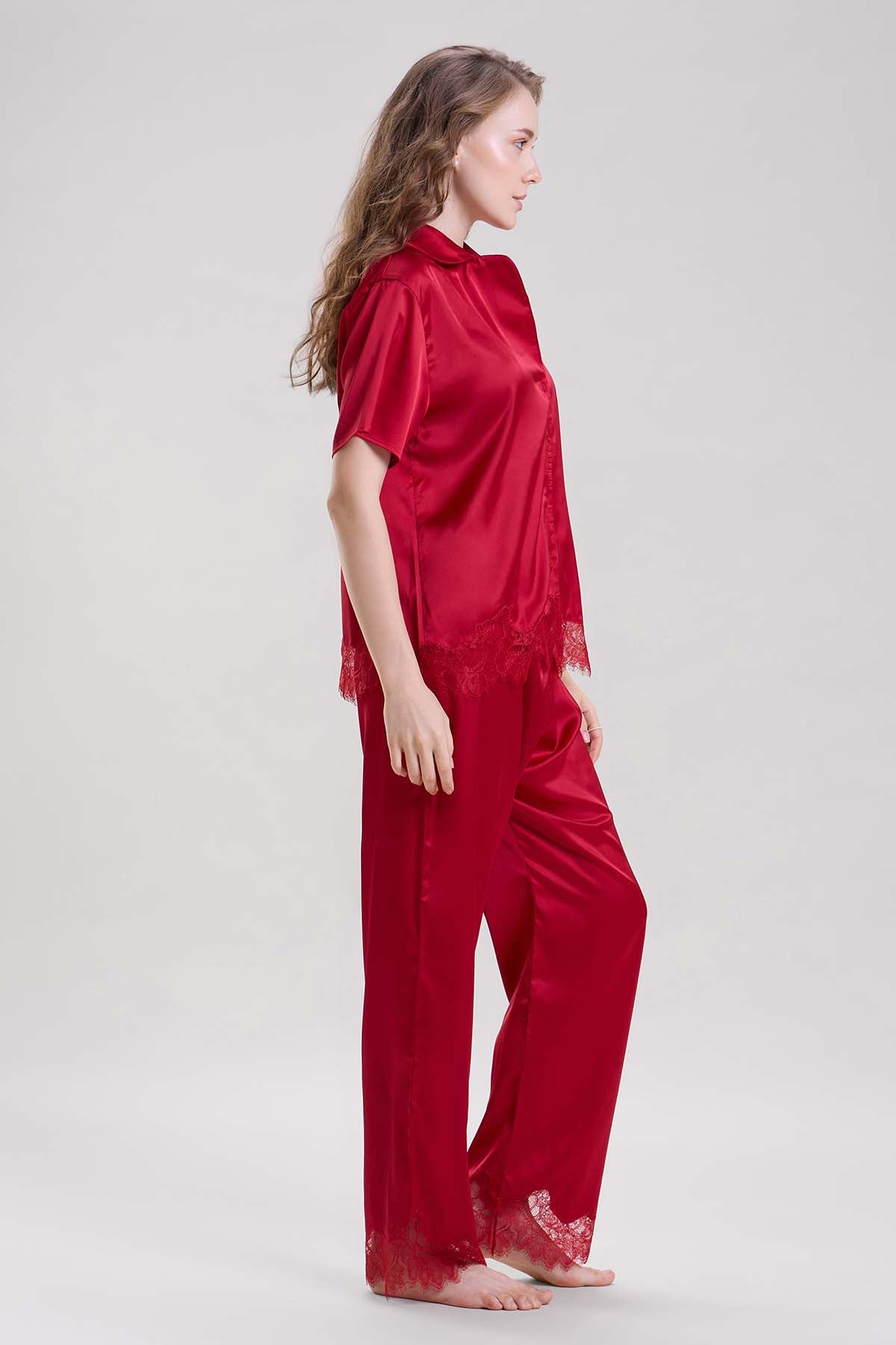 Red Lace Applique Shirt & Pants