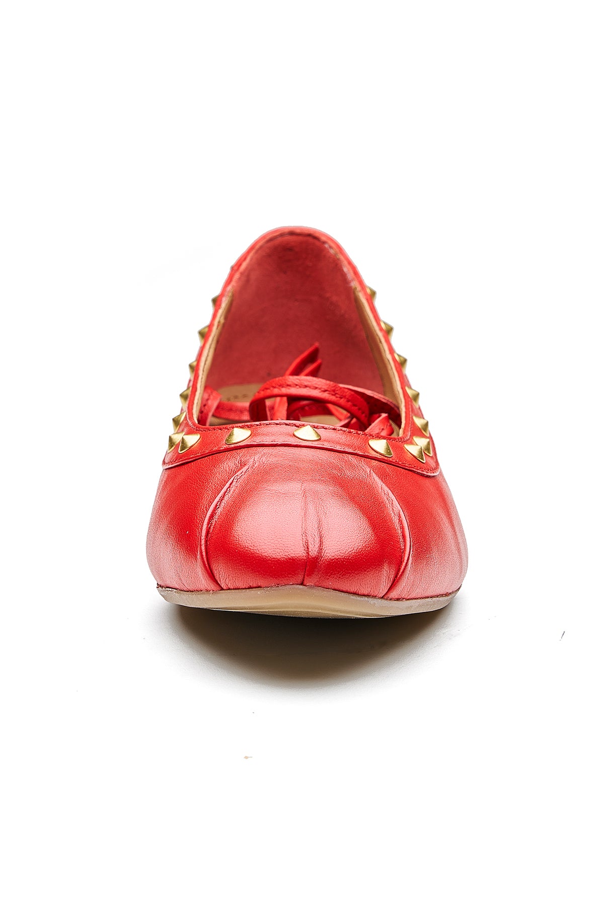 Red Lace Detail Ballerina Flats