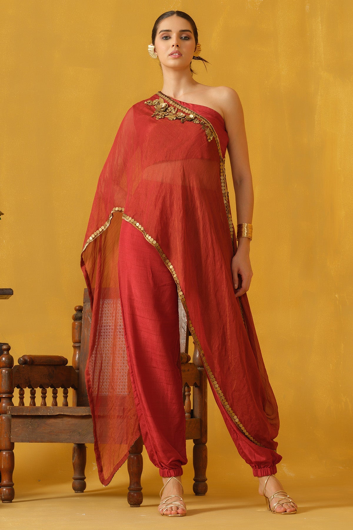 Buy Red Leaf Sequins Indo-western for women by Abstract By Megha Jain Madaan online available at scrollnshops