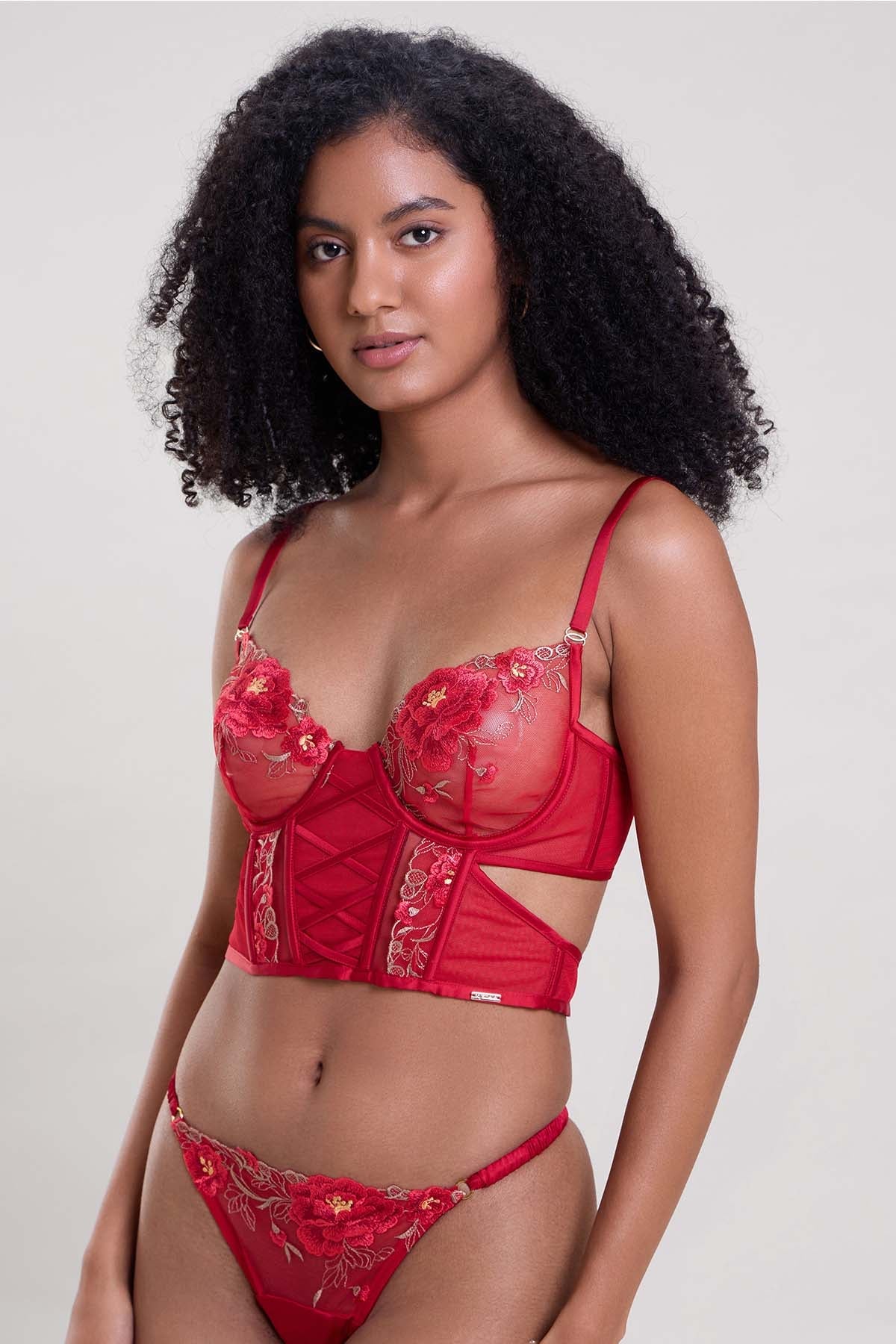 Buy Red Longline Embroidered Bra by Mysthelle for women online at ScrollnShops