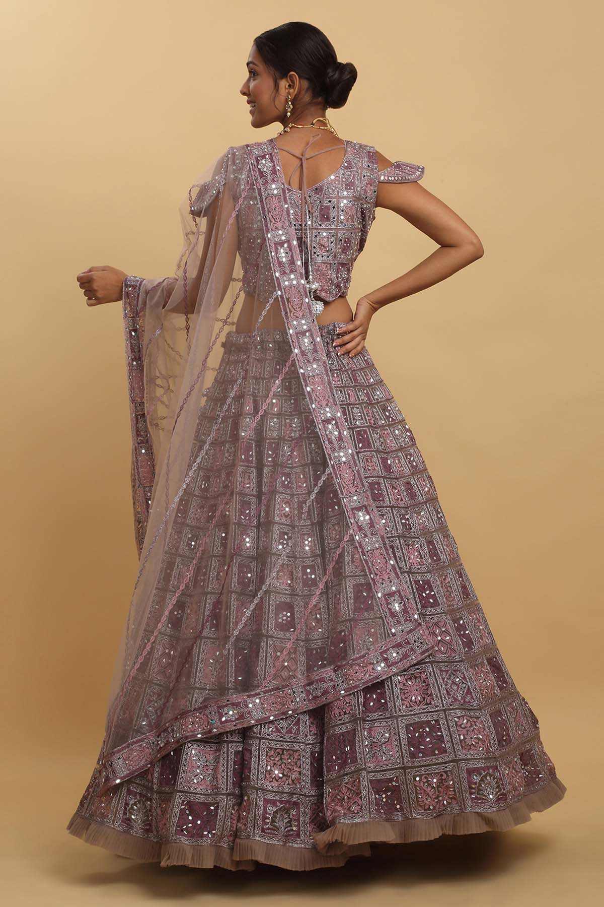 Red Mirror Thread Lehenga Set