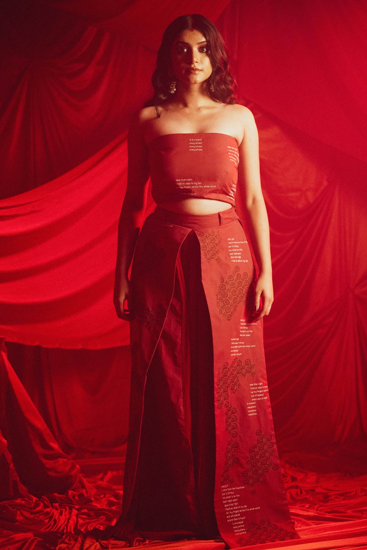 Buy Arya Giri Red Off Shoulder Embroidered Top