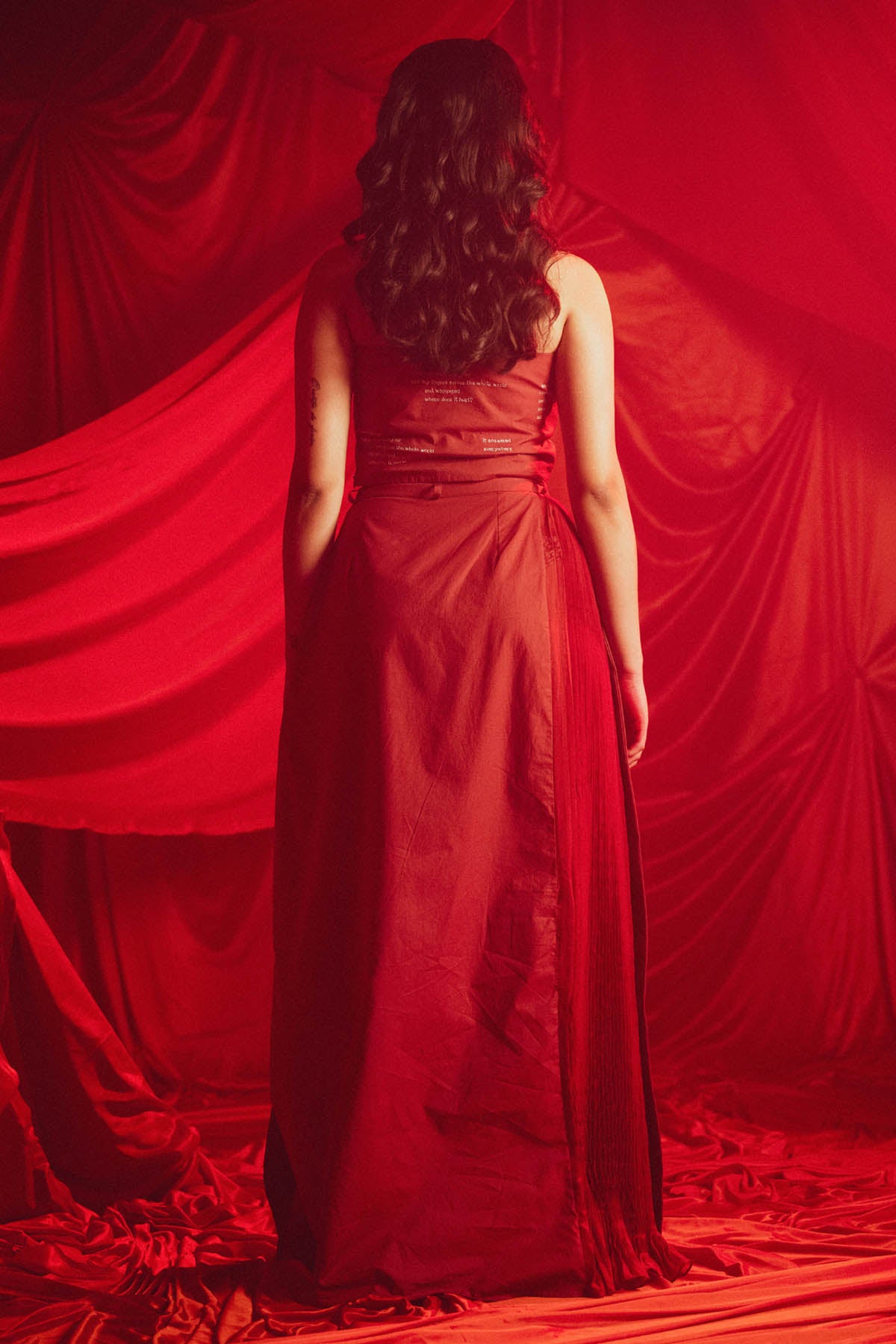 Red Off Shoulder Embroidered Top