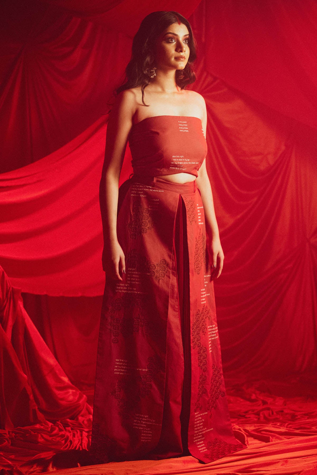 Red Off Shoulder Embroidered Top