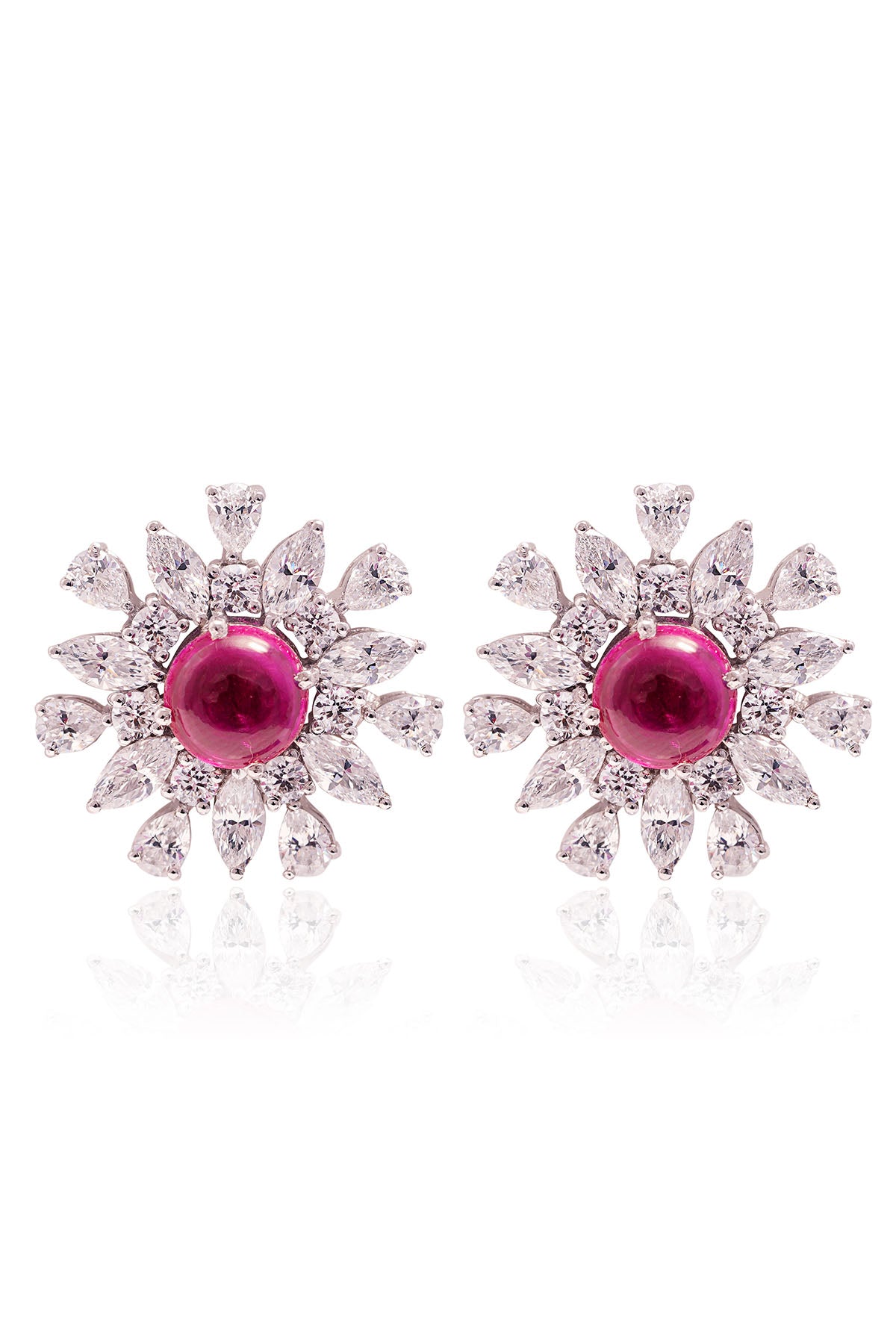 Red Oval Stone Spring Muse Studs