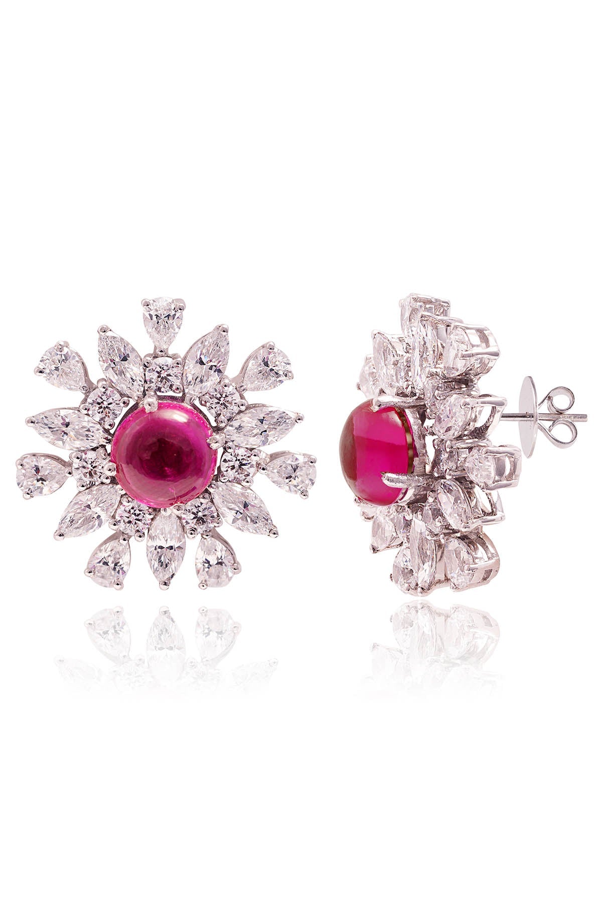 Buy Red Oval Stone Spring Muse Studs by Prata for women online at ScrollnShops