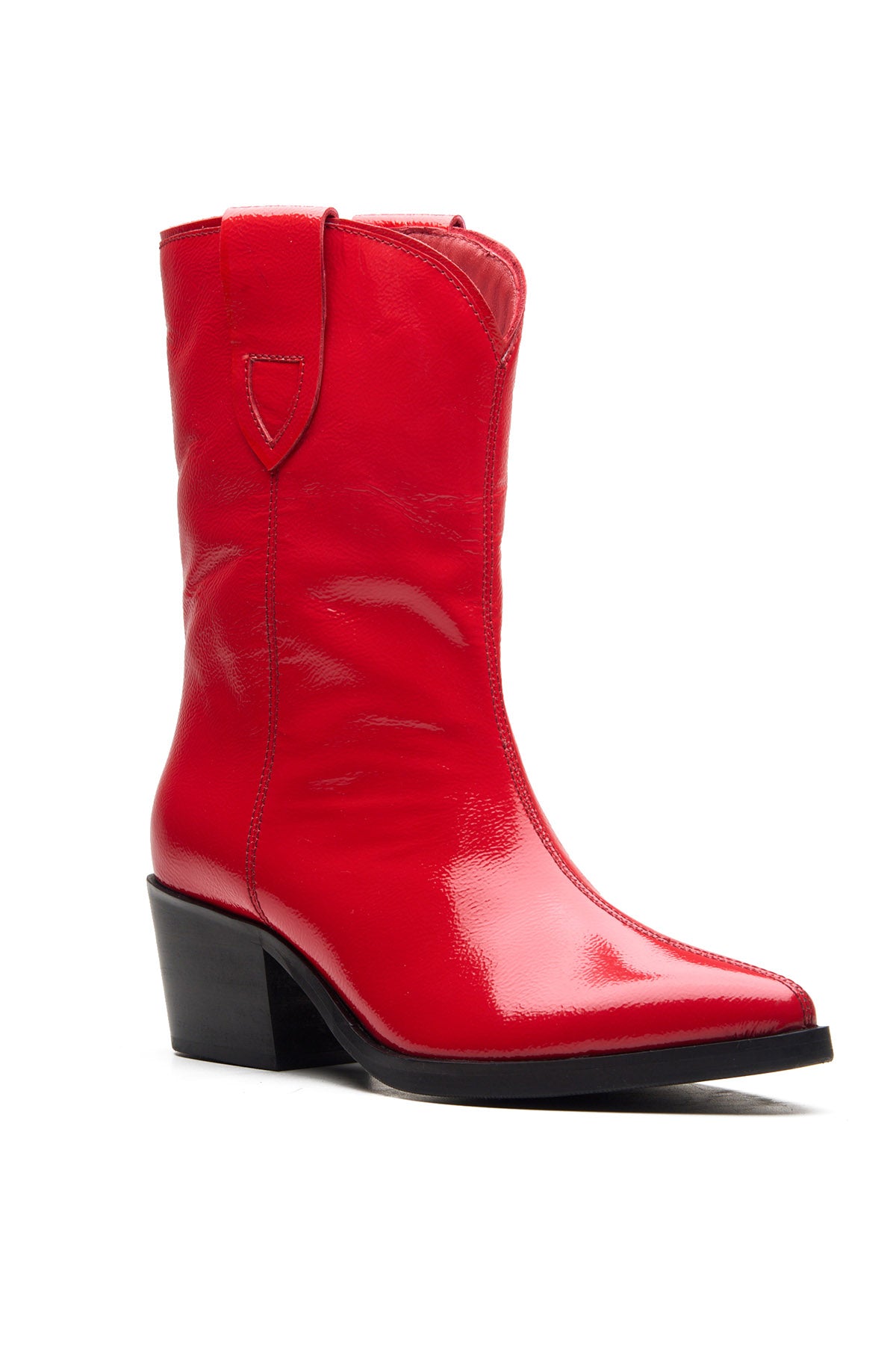 Red Patent Leather Ankle Boots