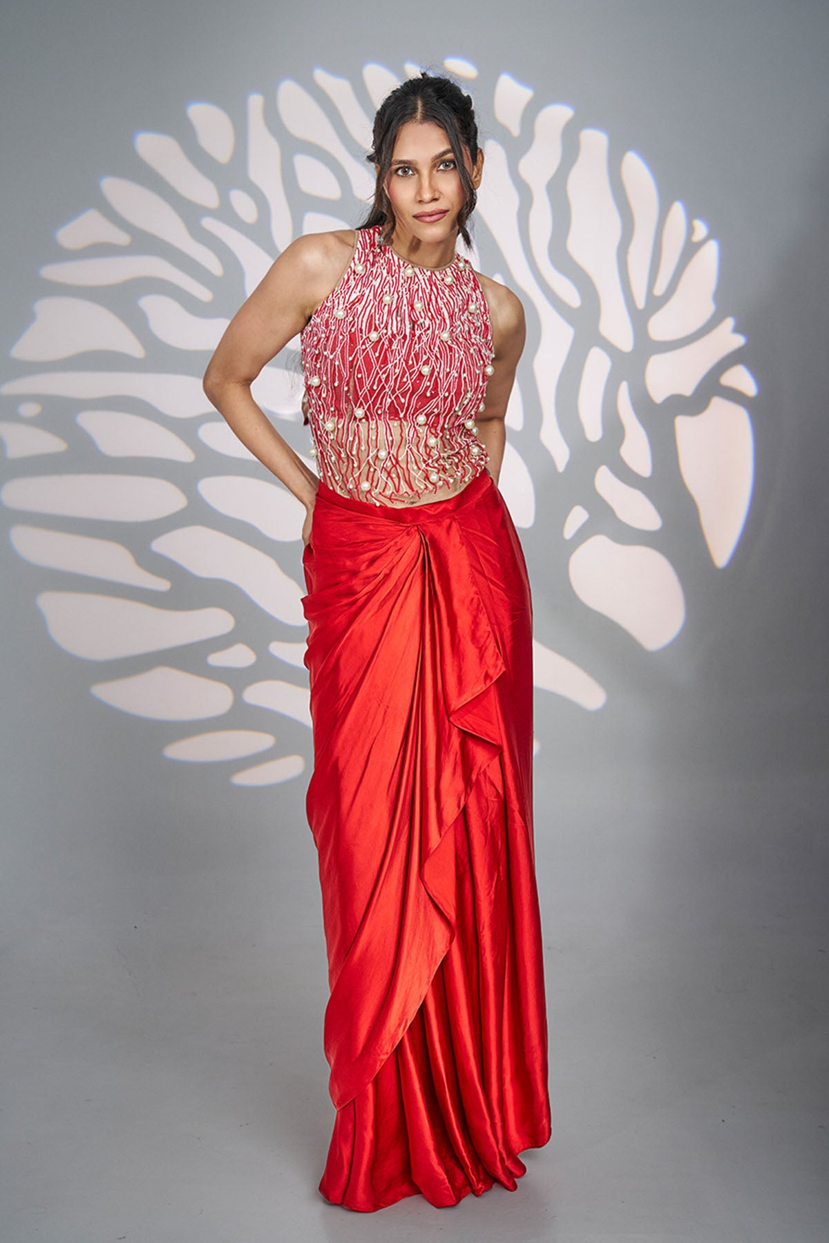 Red Pearl Moti Indo-Western Set