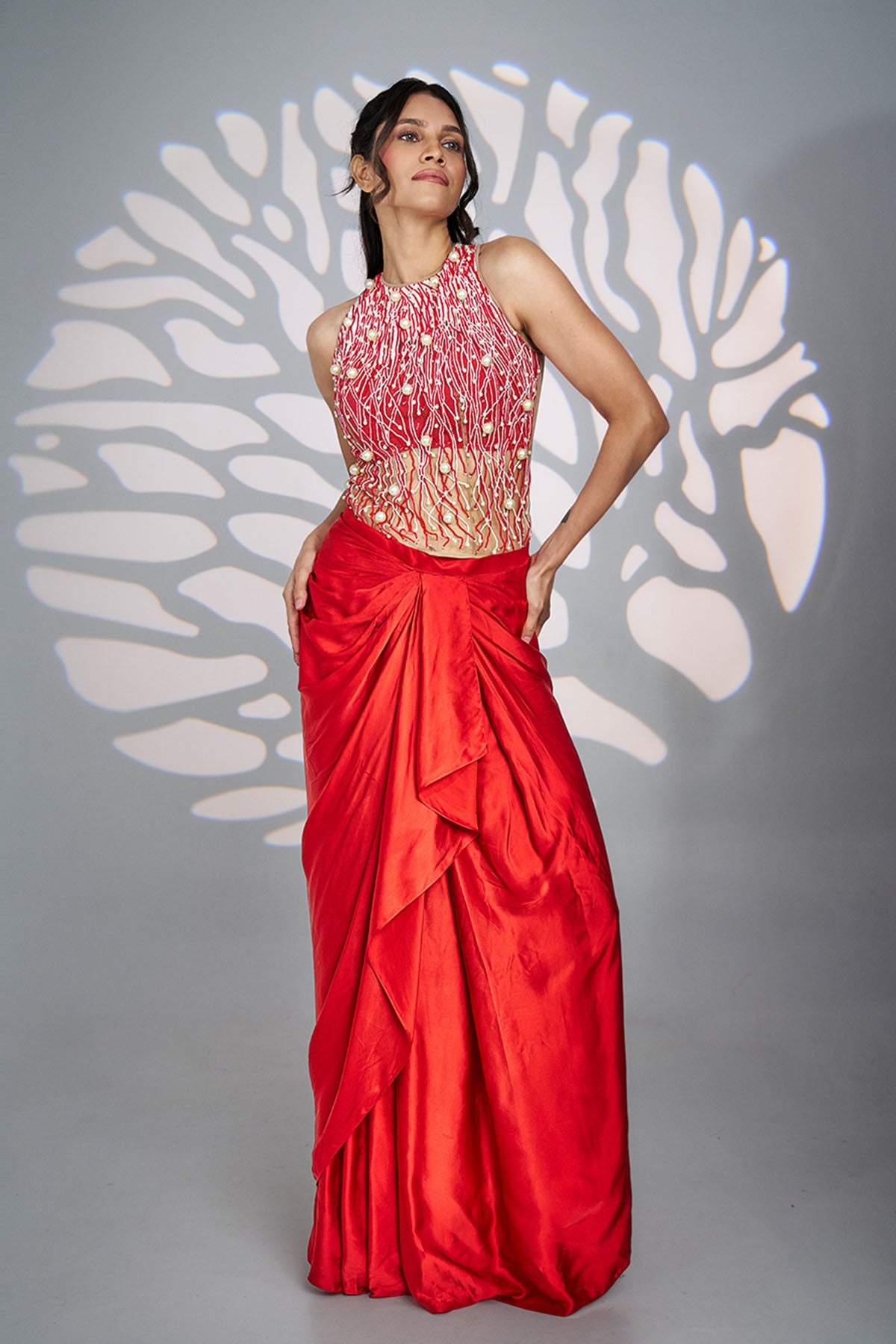 Red Pearl Moti Indo-Western Set