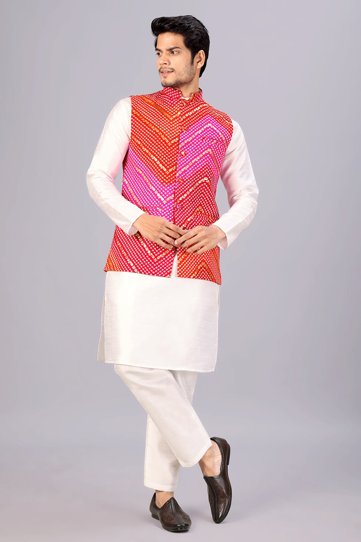 Red & Pink Bhandani Print Bundi