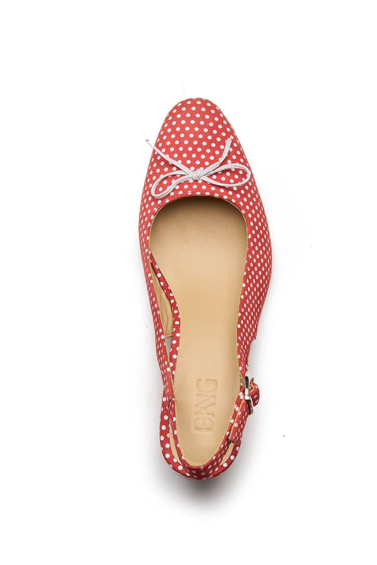 Red Polka Dot Print Block Heels