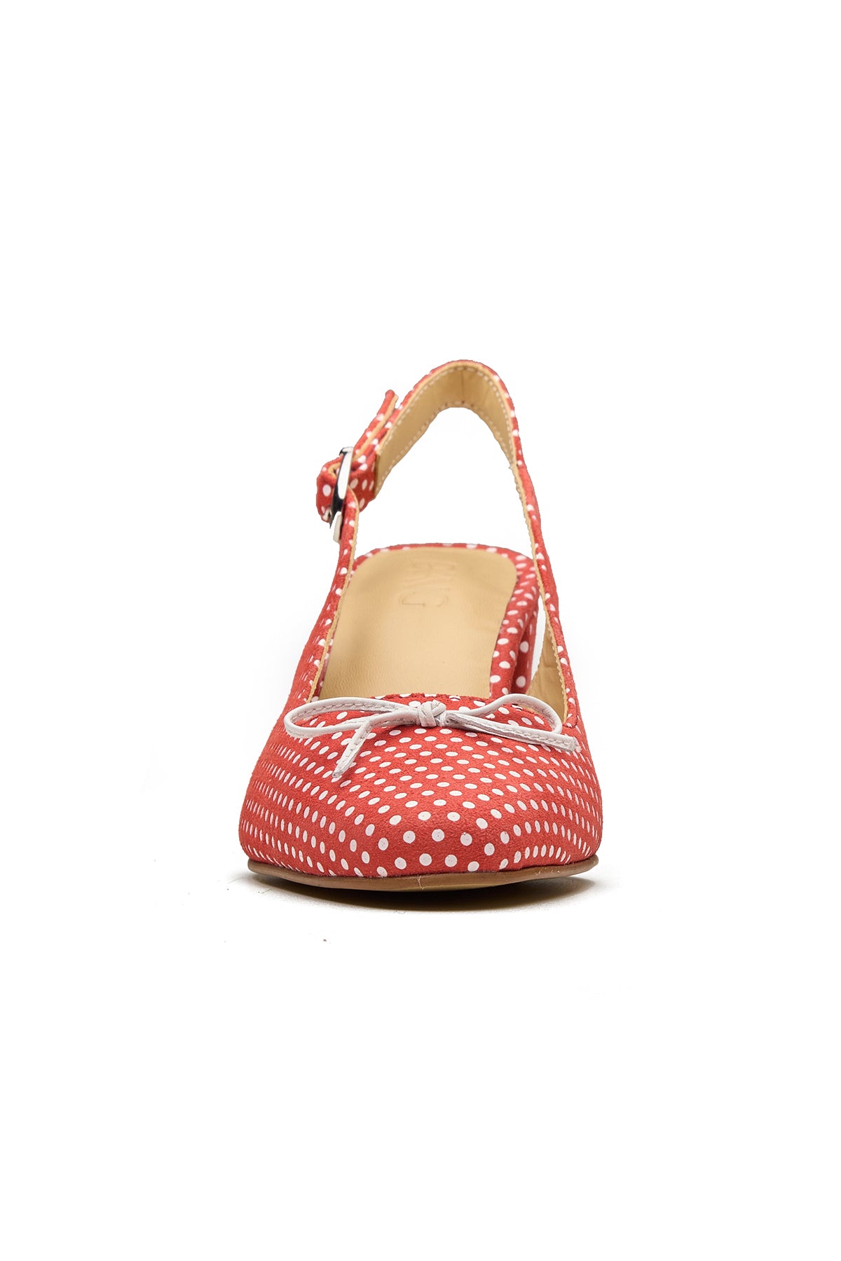 Red Polka Dot Print Block Heels