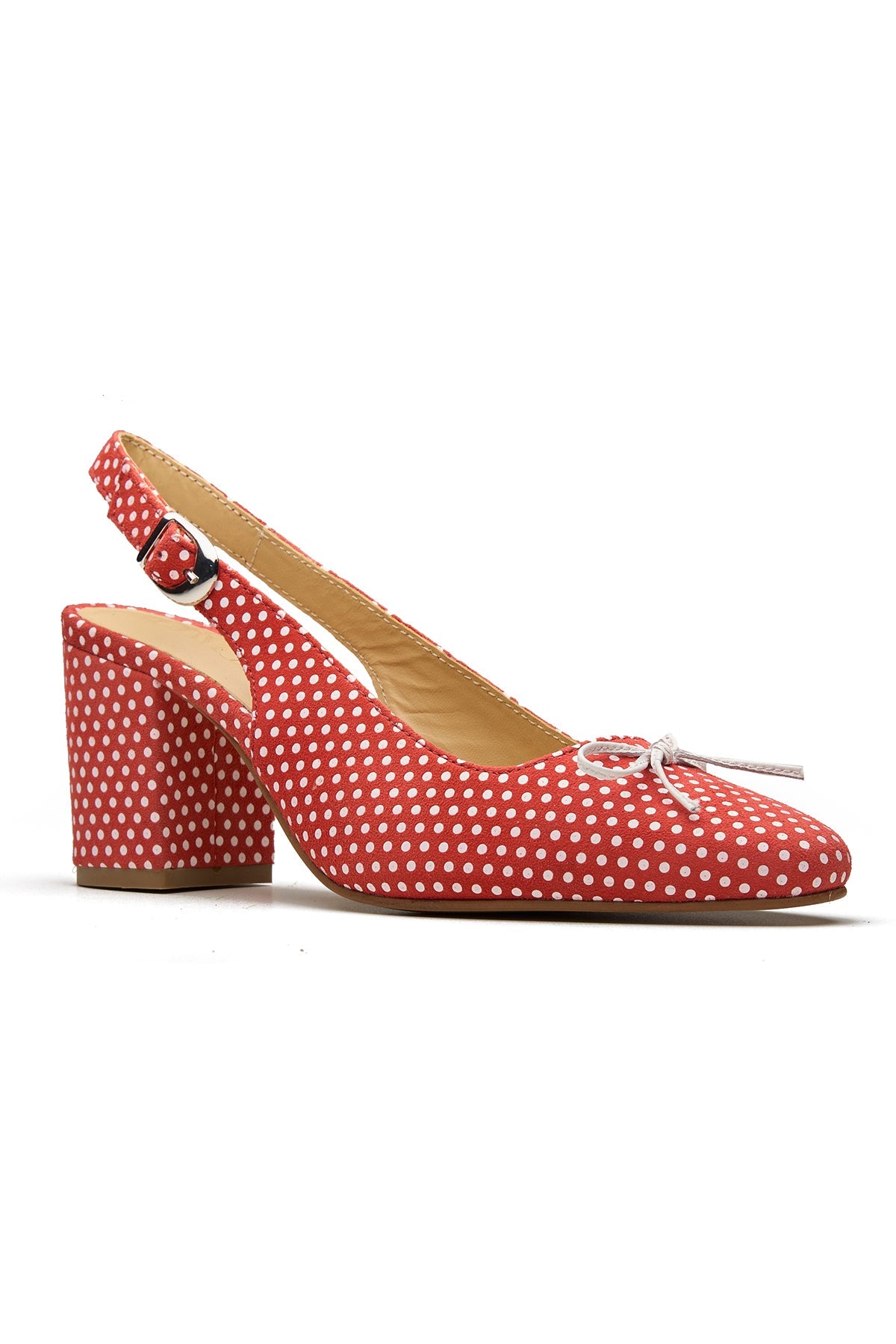 Buy Red Polka Dot Print Block Heels by Dang Shoes for Women online at ScrollnShops