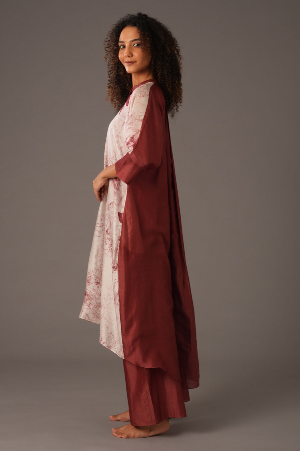 Red Flared Print Kurta & Pants