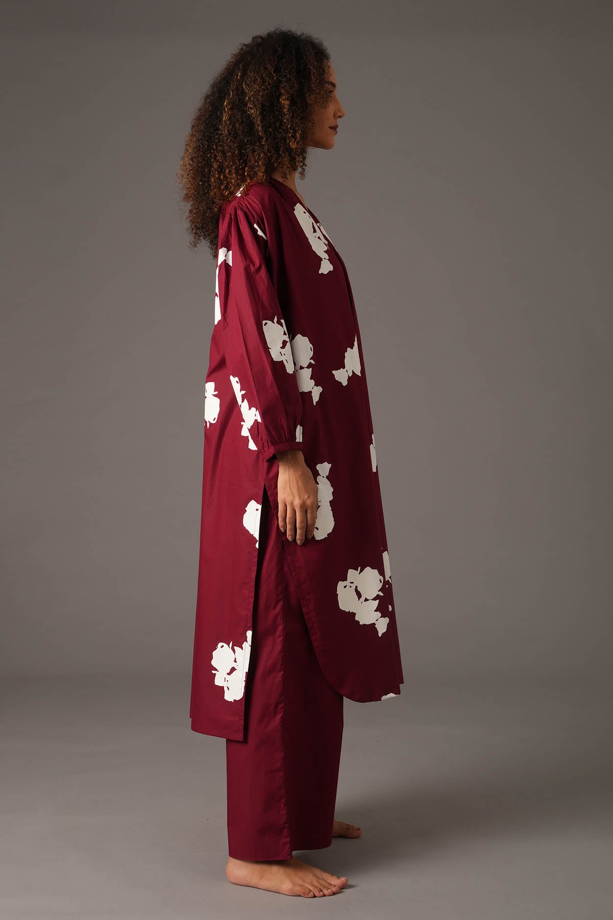 Printed Flare Red Kurta & Pants