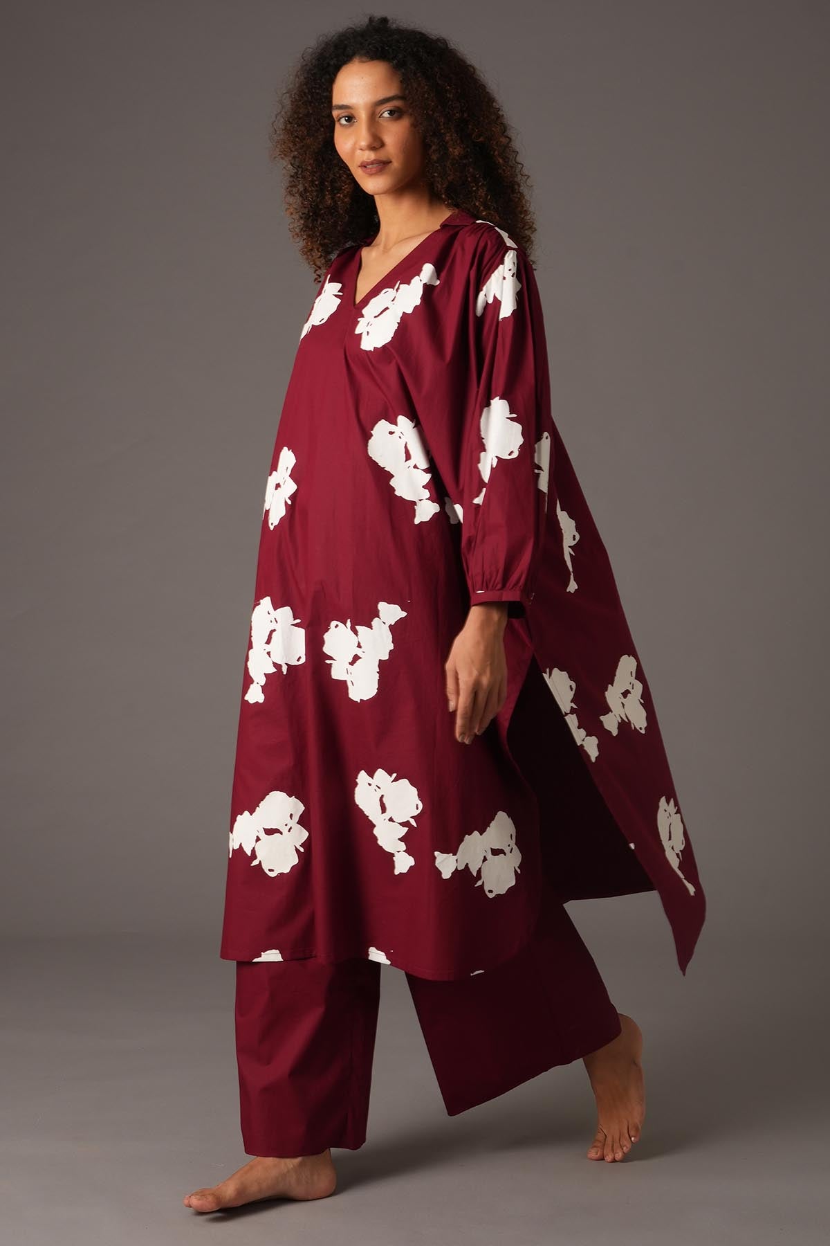 Printed Flare Red Kurta & Pants