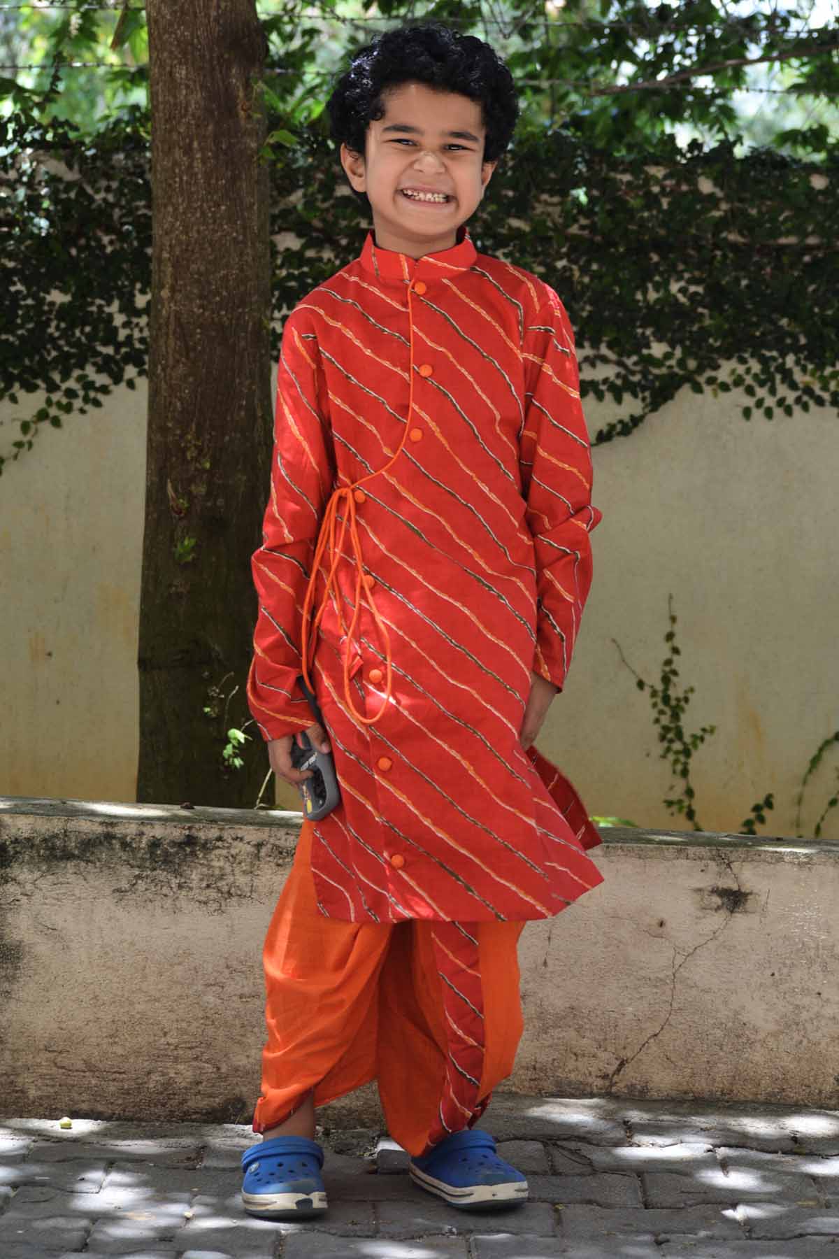 Red Printed Cotton Kurta Set