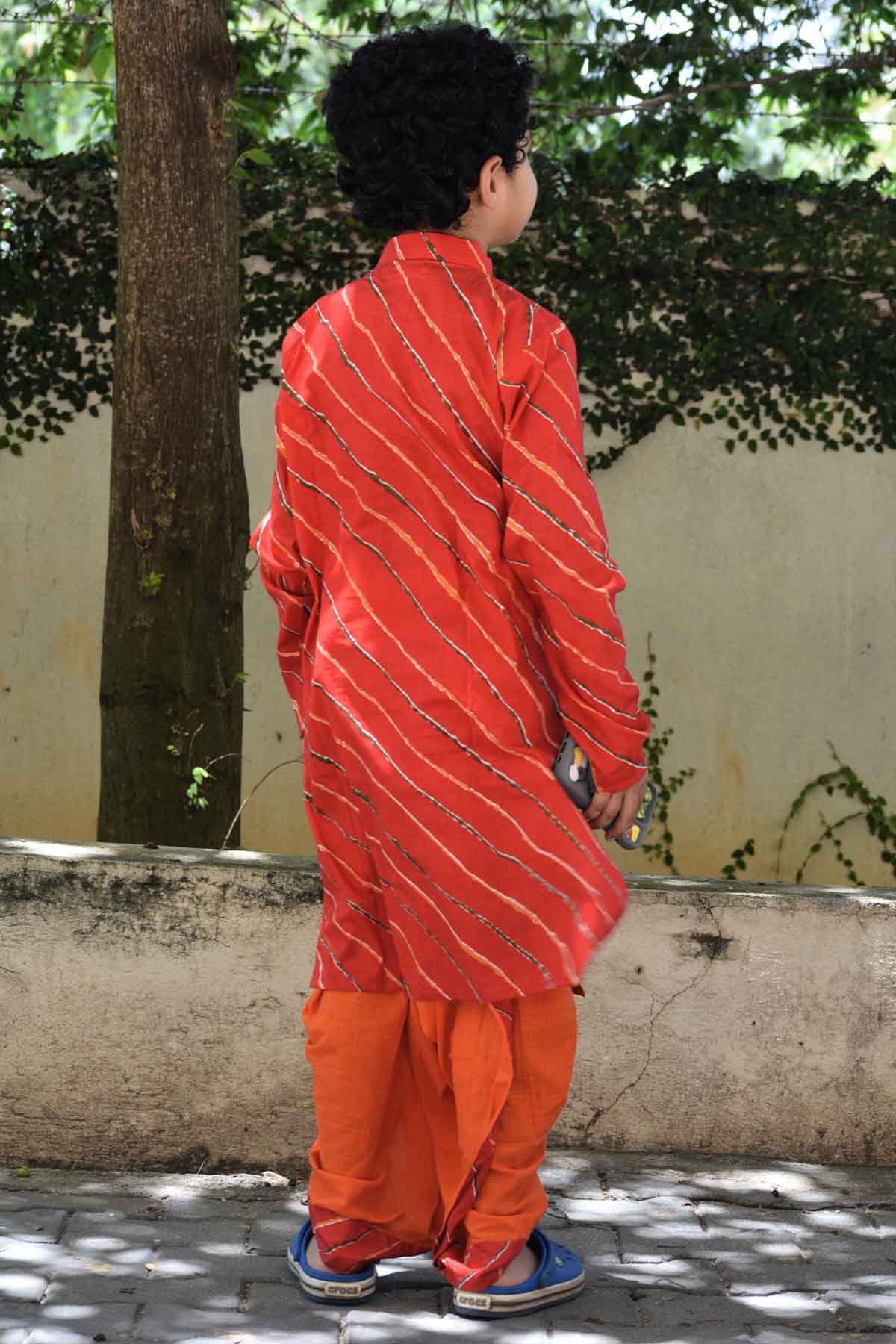 Red Printed Cotton Kurta Set