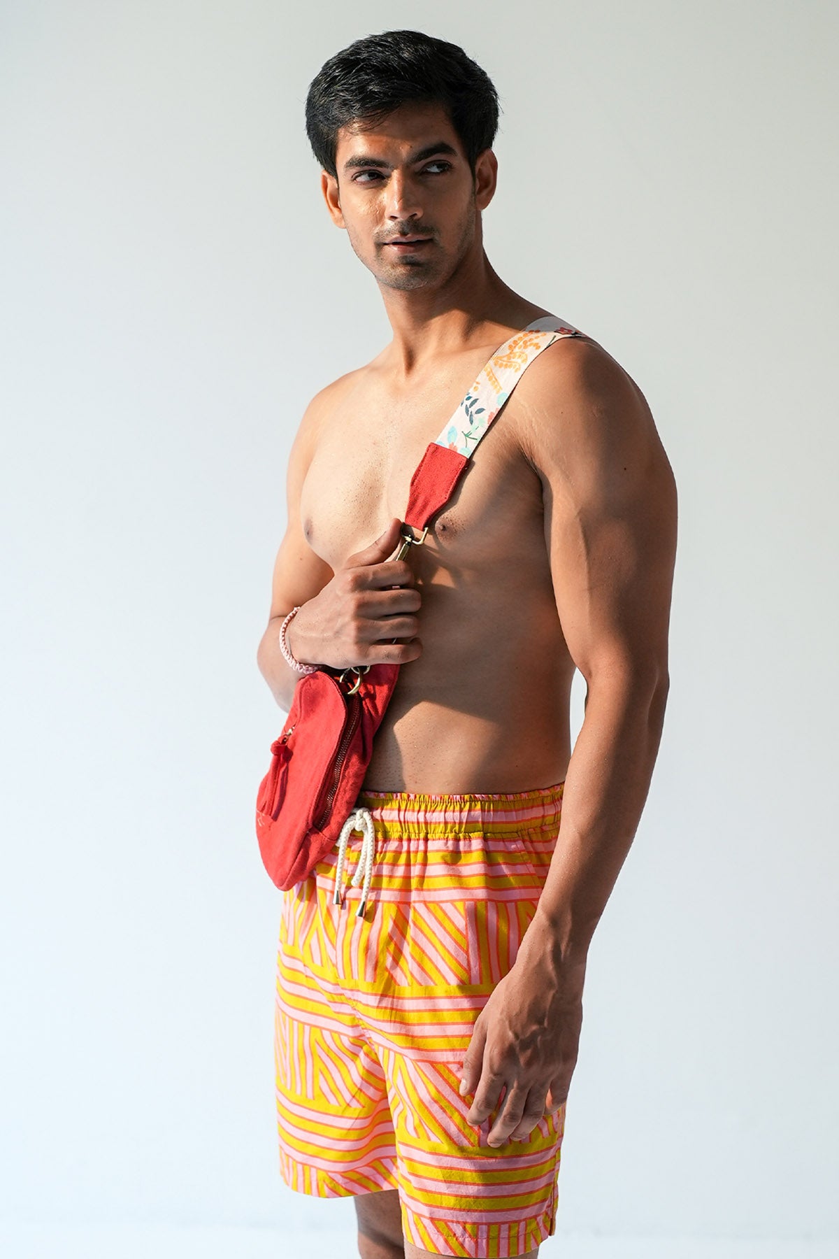 Red Printed Crossbody Canvas Bag