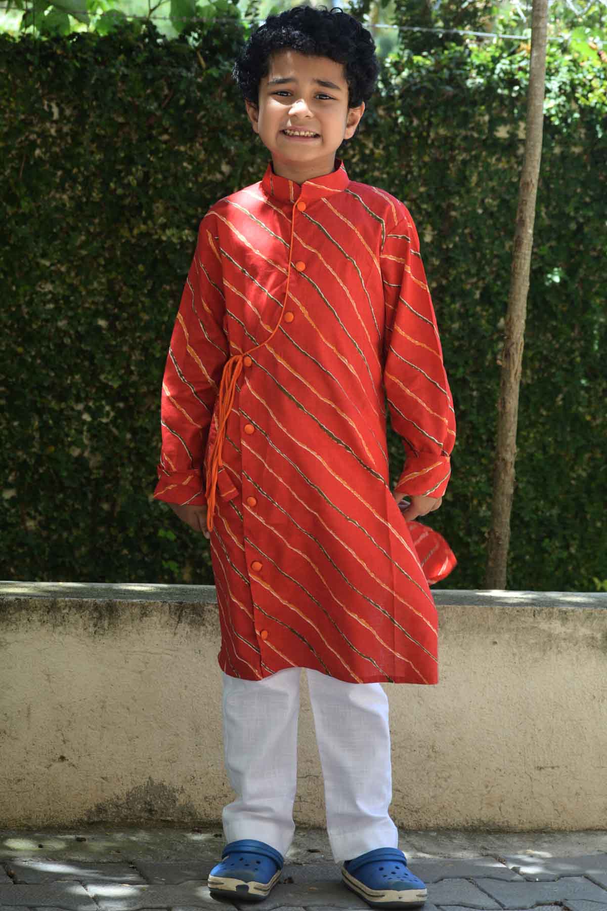 Mamma's Bear Red Printed Long Kurta & Pyjama for kids online at ScrollnShops