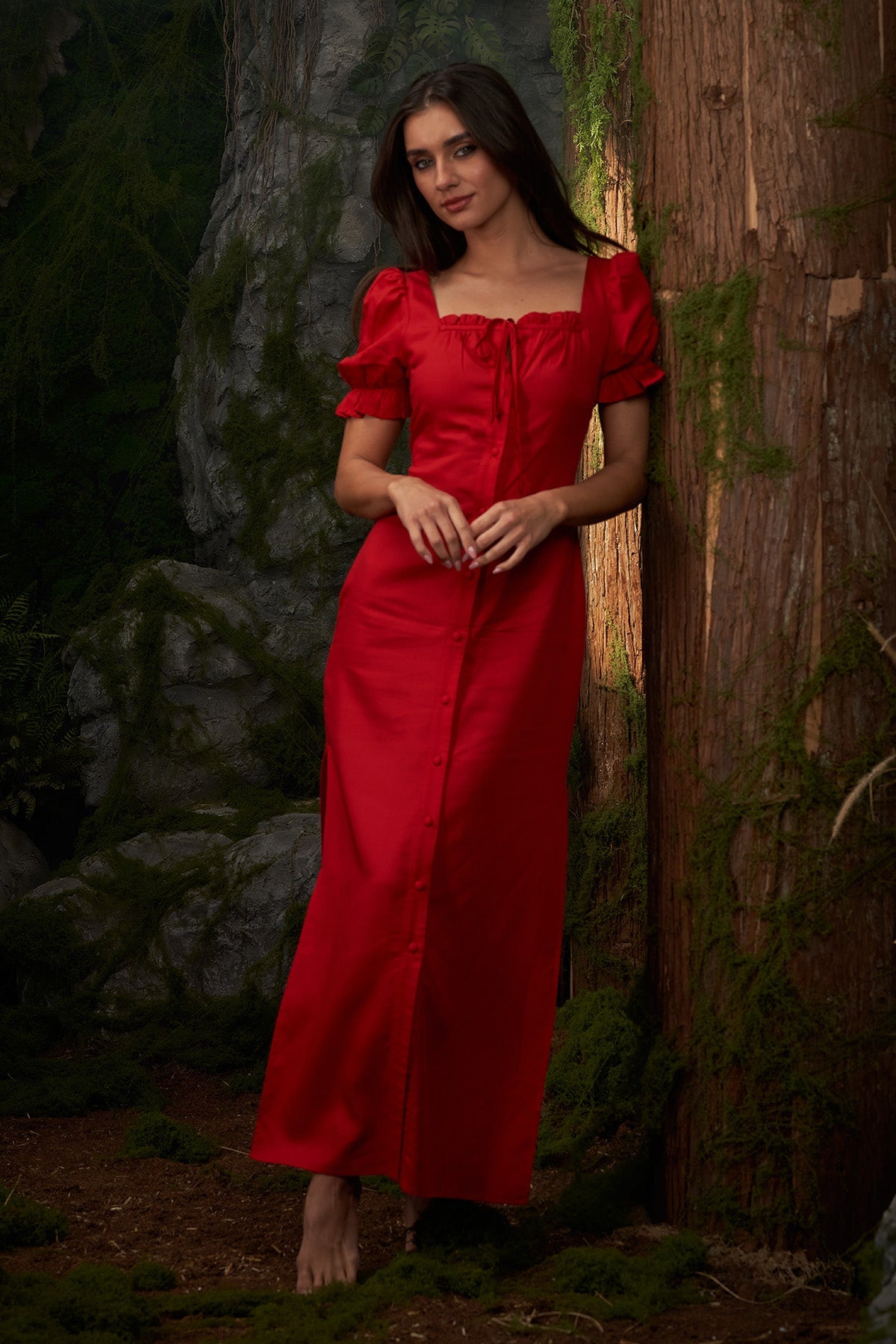 Buy Red Puff Sleeves Maxi Dress by Ashita Fernandes for Women online at ScrollnShops