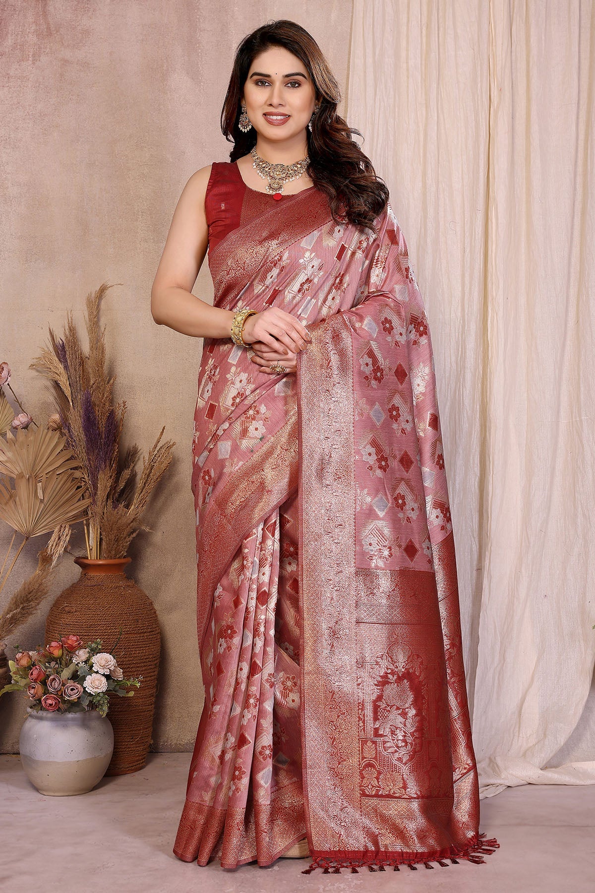 Buy Red Pure Cotton Jacquard Saree for women by Aastha Fashion online available at scrollnshops