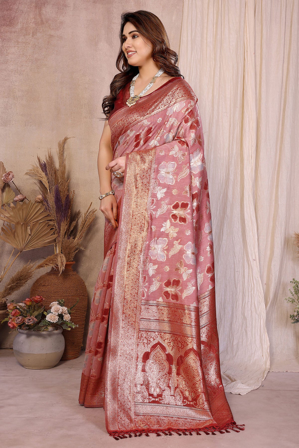 Red Pure Cotton Weaving Saree