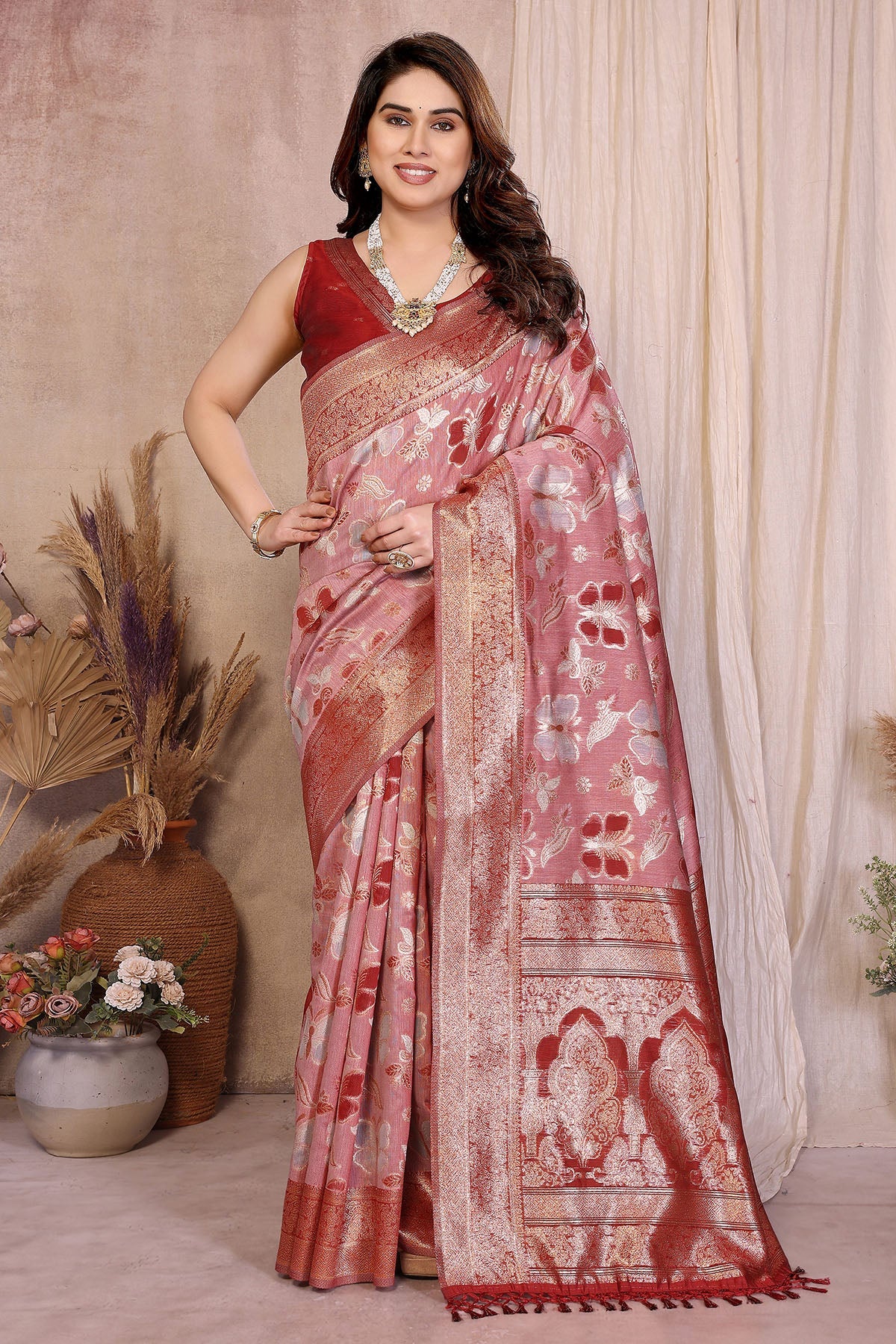Buy Red Pure Cotton Weaving Saree for women by Aastha Fashion online available at scrollnshops