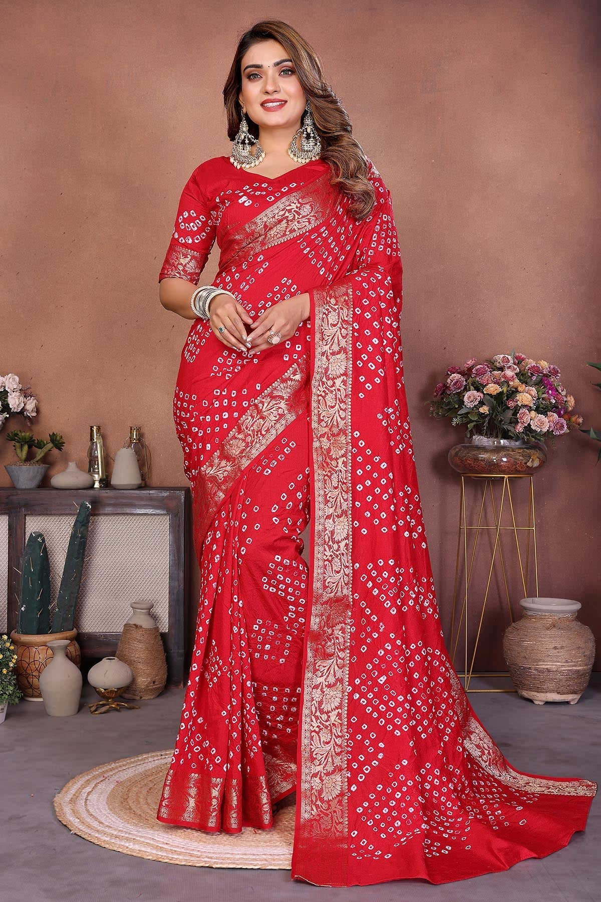 Buy Red Pure Dola Silk Fancy Saree for women by Aastha Fashion online available at scrollnshops