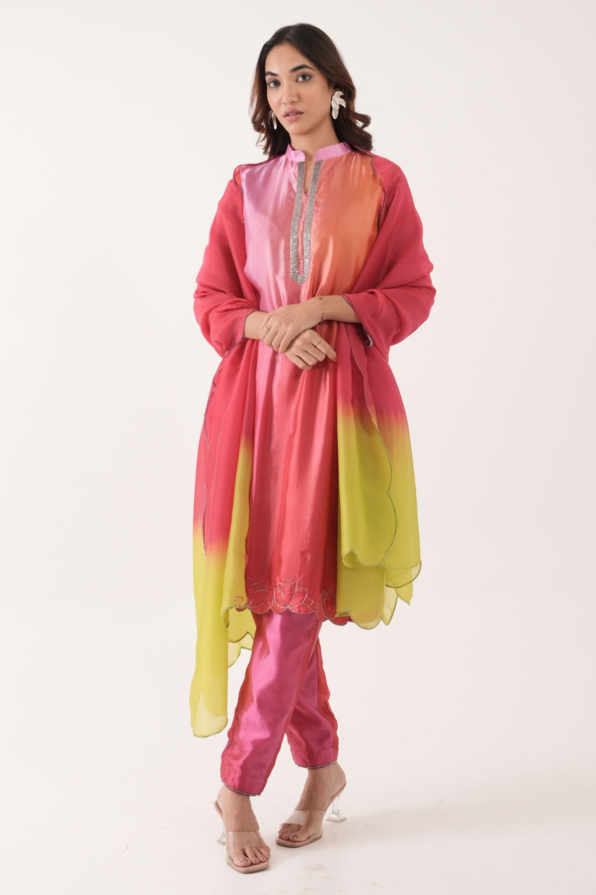 Buy Red Rani Ombre Shaded Kurta Set Online