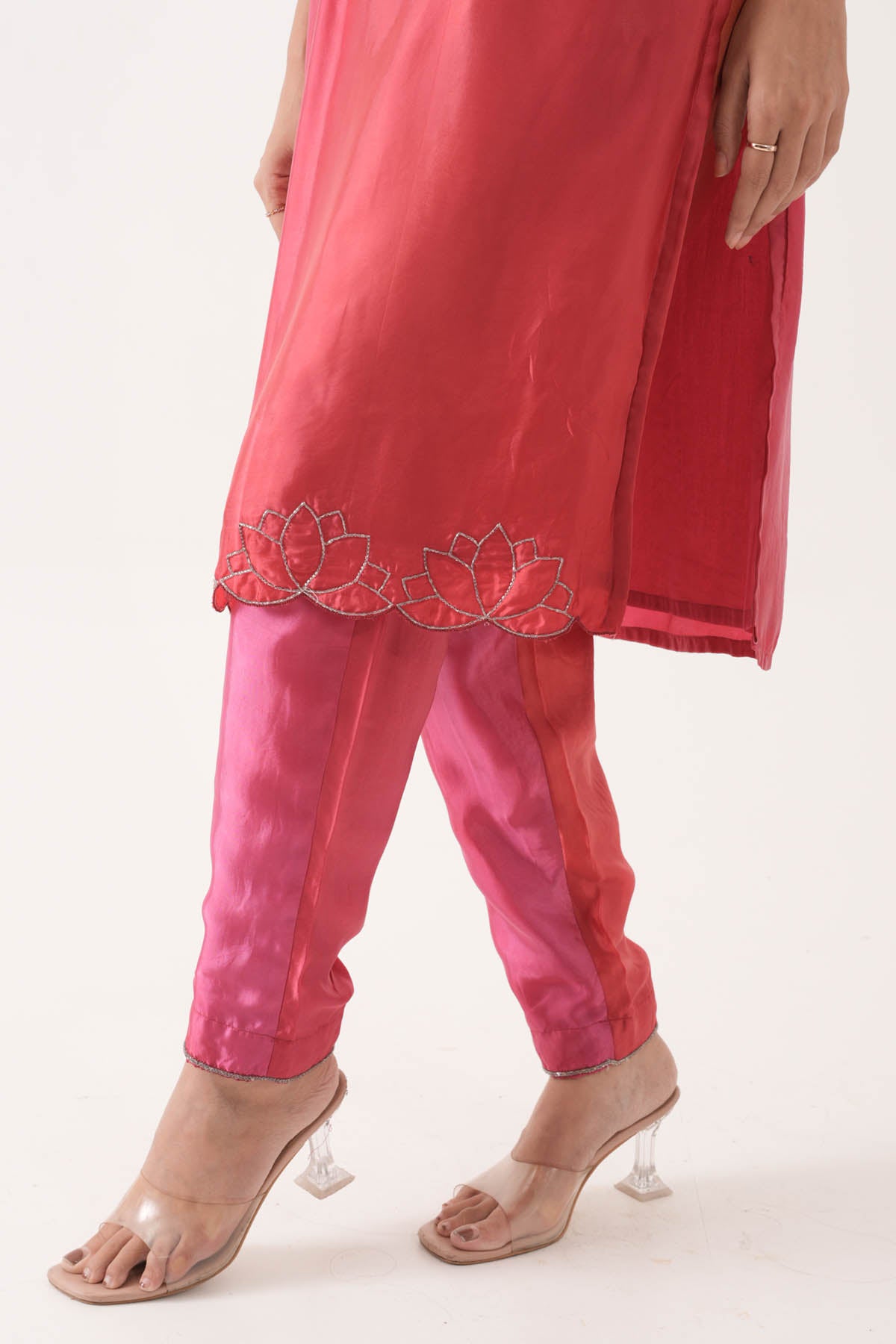 Red Rani Ombre Shaded Kurta Set