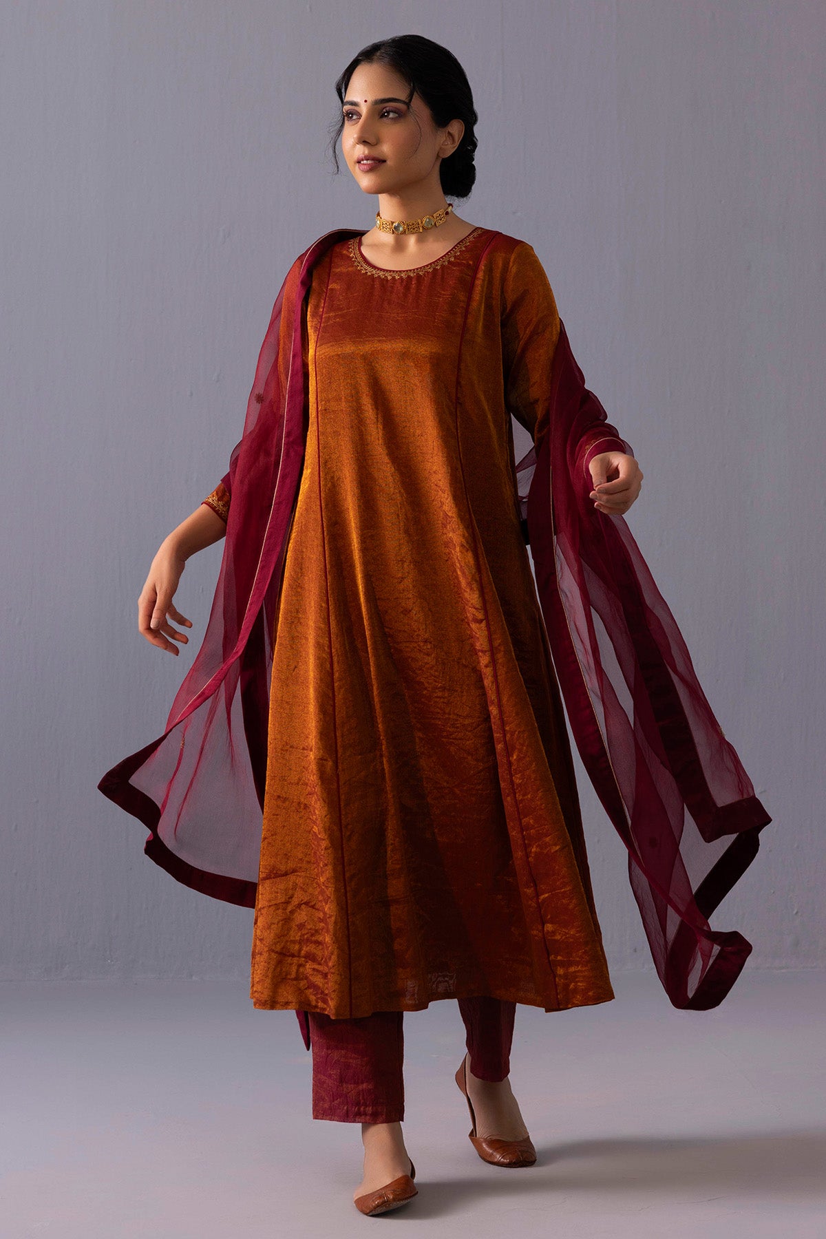 Red Round Sequins Kurta & Pants