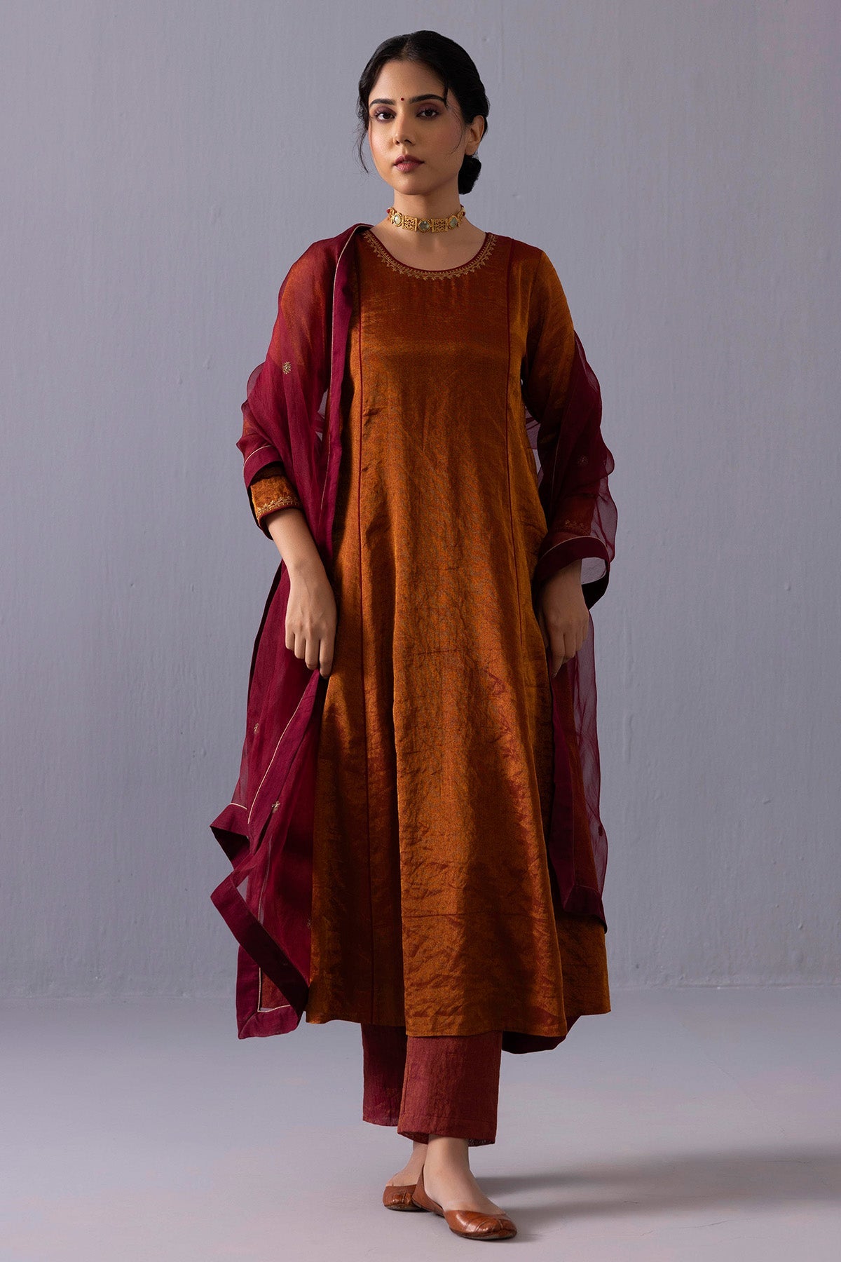 Buy Red Round Sequins Kurta & Pants for women online available at ScrollnShops